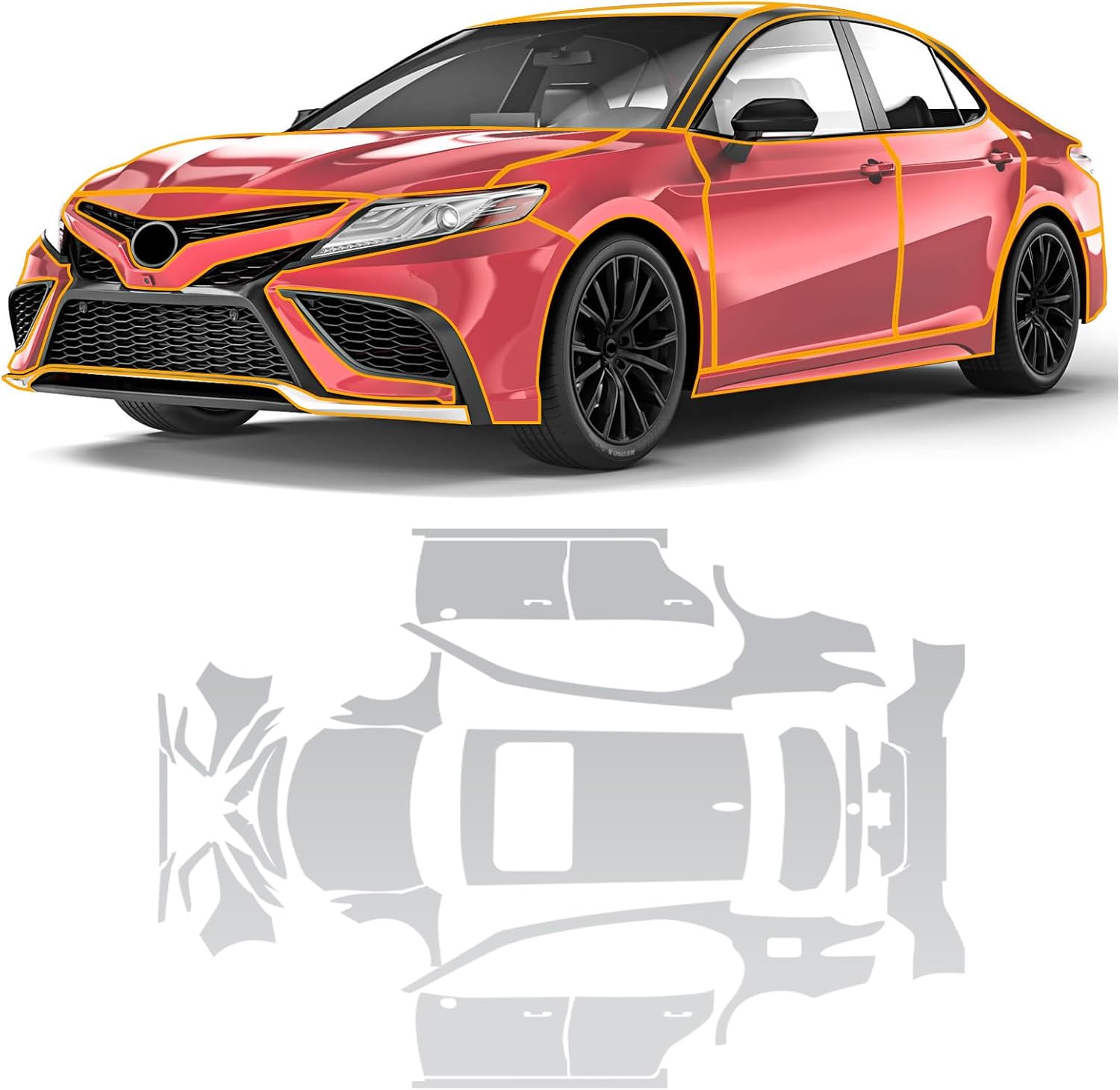 for Toyota Camry SE XSE 2021-2024 Full Body Precut Matte TPU PPF Paint Protective Film Kit,Scratch-Resistant Non-Yellowing Car Film for Toyota Car Body External Protective Accessories(Matte TPU Film)