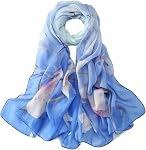 JWSilk Luxurious Silk Chiffon Scarf Floral Print