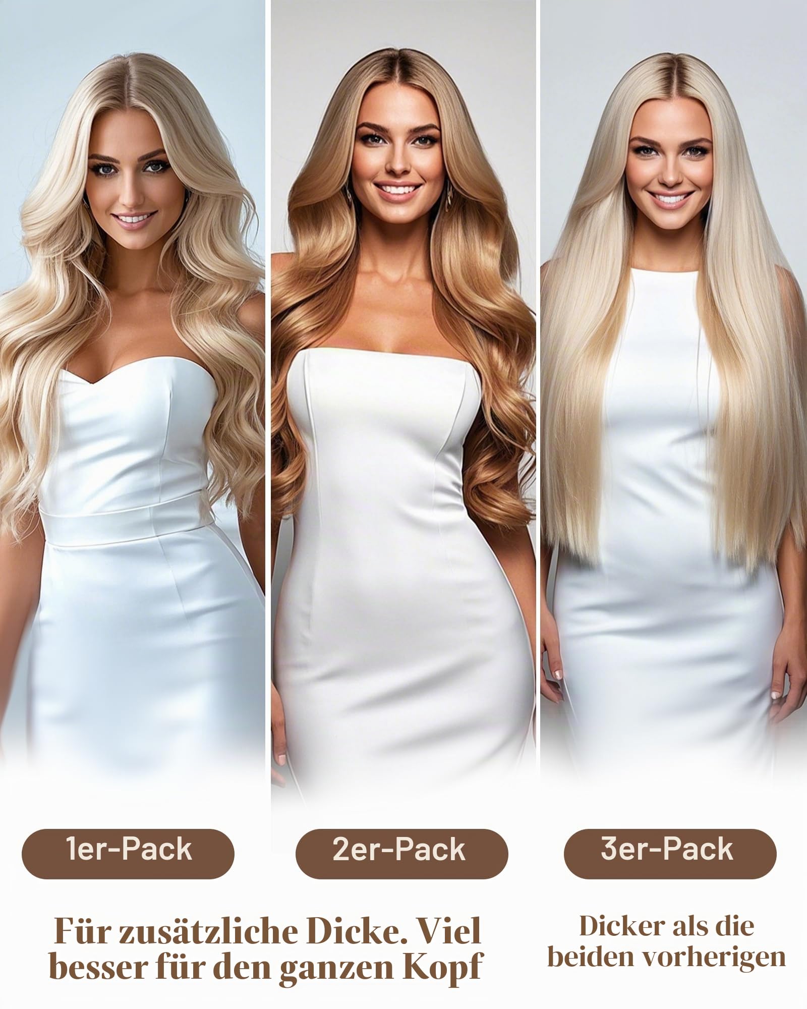 Hetto Tressen Echthaar, Mittelblond & Hellblonden Highlights, 45cm, 100g | 100% Remy Haar, Stylbar, knotenfrei, Fur Sew-in/Tape/Clip, Leicht, Langlebig, Natürlicher Look Haarverlängerung