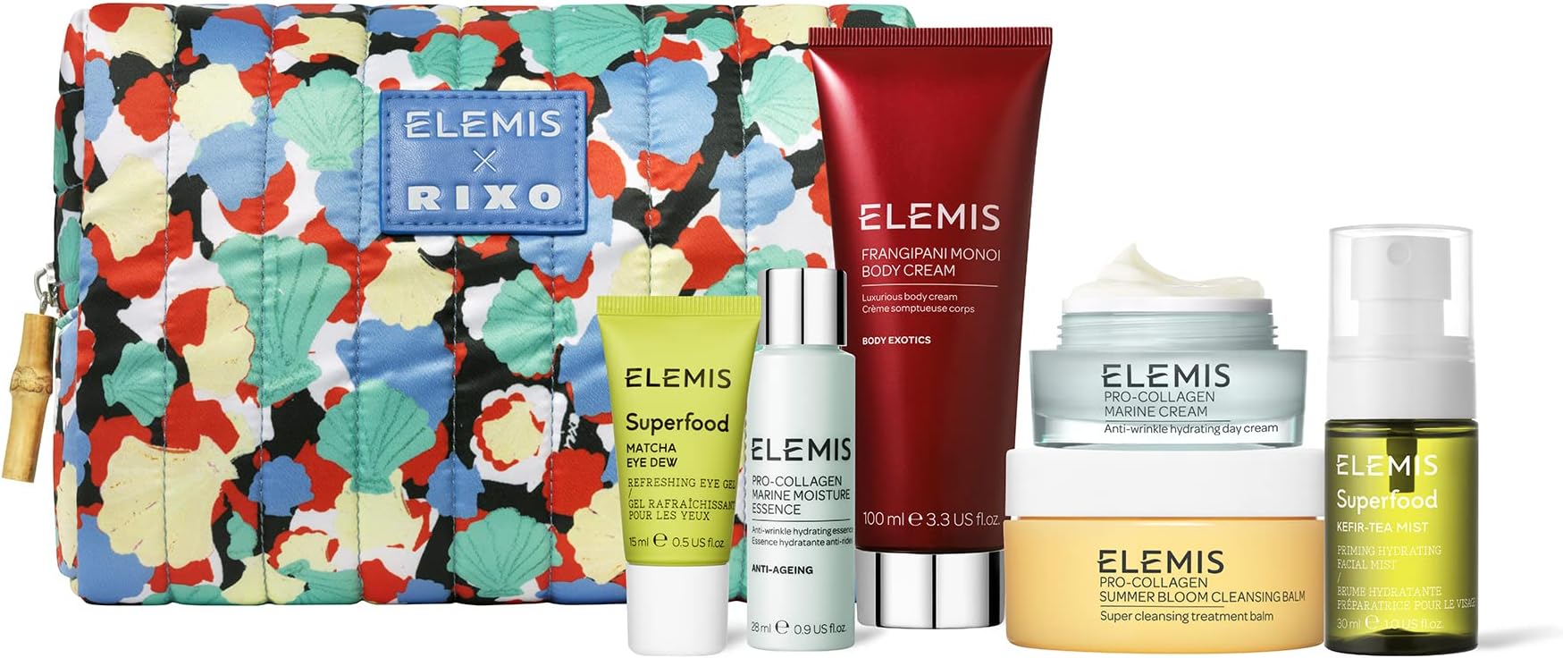 ELEMIS CONTENTS Women's Pro Collagen Summer Bloom Cleansing Balm, Superfood Matcha Eye Dew, Full Size, 6 Piece Set