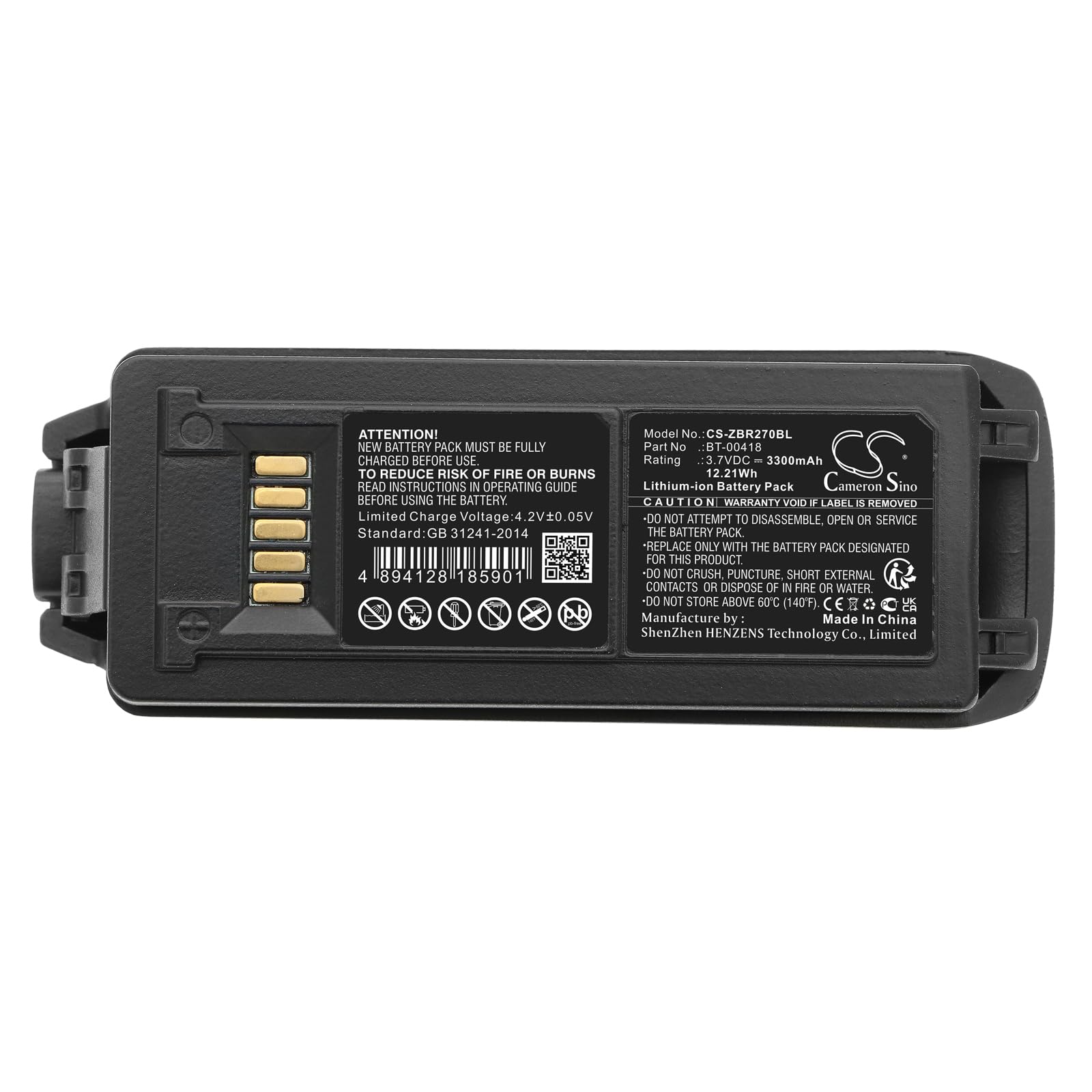 TECHTEK Batterie 3300mAh Compatible avec [Zebra] MC2180, MC22, MC2200, MC220J, MC27, MC2700 remplace BT-00418, BTRY-MC2X-35MA-0, BTRY-MC2X-35MA-01, BTRY-MC2X-49MA-01