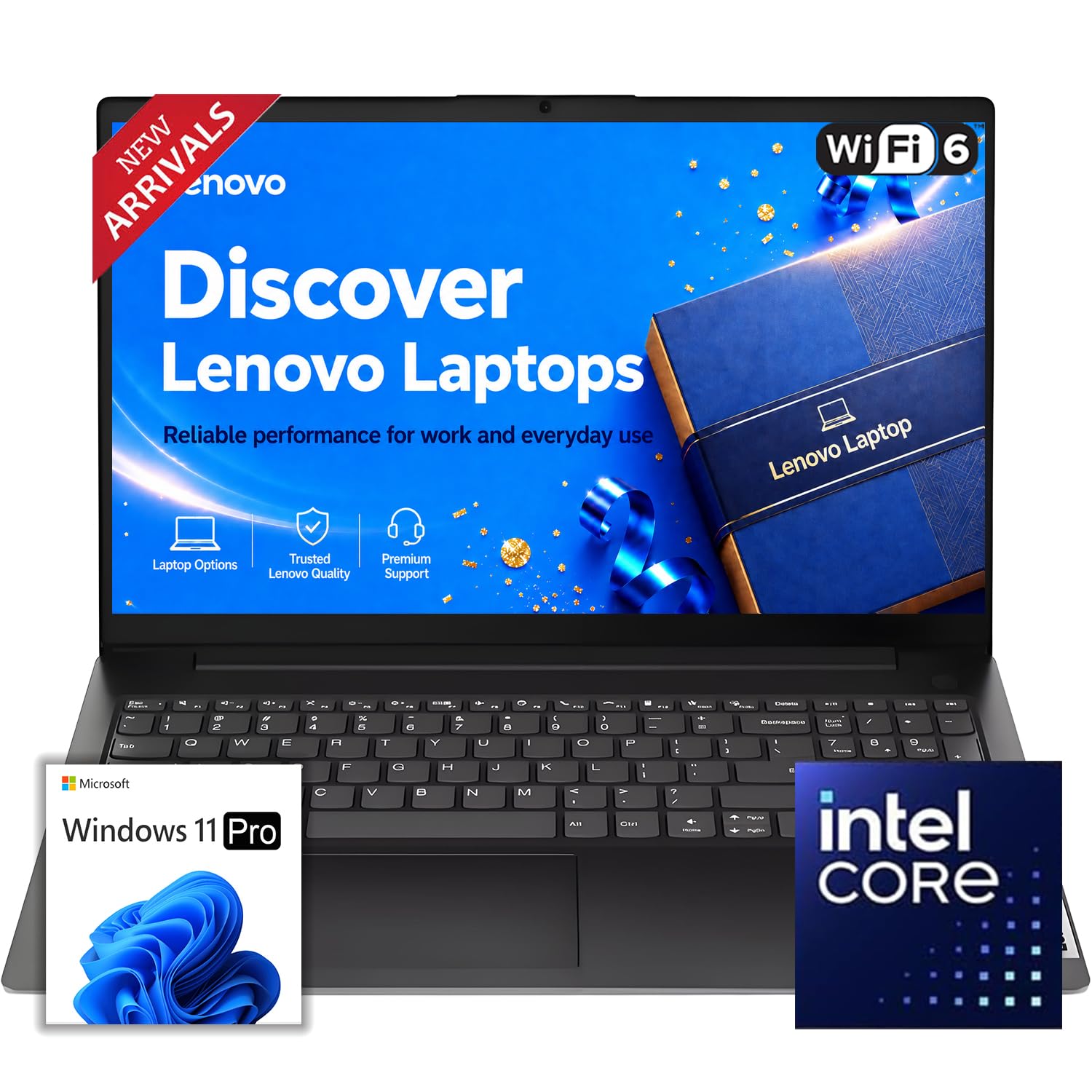 Lenovo New V15 Business Laptop 2026 Premium Edition, Intel Powerful Quad-Core Processor, 15.6" FHD Display, 8GB DDR5 Ram, 512GB PCIe, Ultra Slim Design, Wi-Fi 6, Long Battery Life, Windows 11 Pro