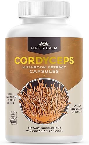 Miniatura 1 de Naturealm - Cápsulas Cordyceps - Extracto de hongos para más energía y estado de ánimo mejorado, 90 cápsulas vegetarianas, suministro para 30 días