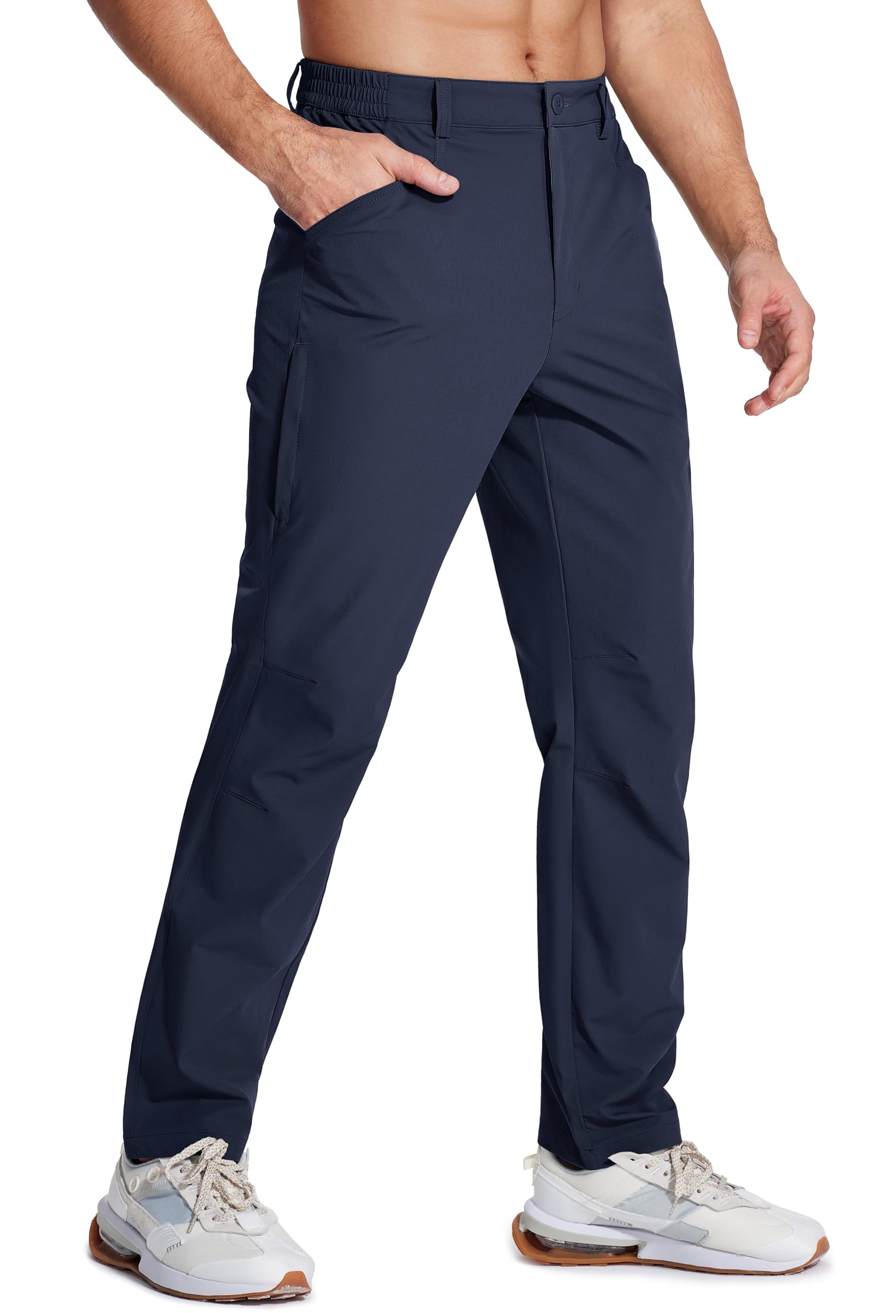 MAGCOMSEN Hiking Pants Men Moisture Wicking Fishing Travel Cargo Pants with Pockets Lightweight Water Resistant Navy