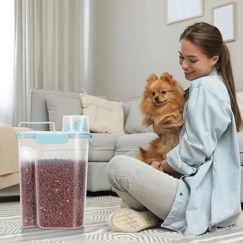 Miniatura 49 de Contenedor de almacenamiento de 5 a 7 libras, recipientes portátiles para alimentos para mascotas con boquilla grande y taza mejoradas, dispensador