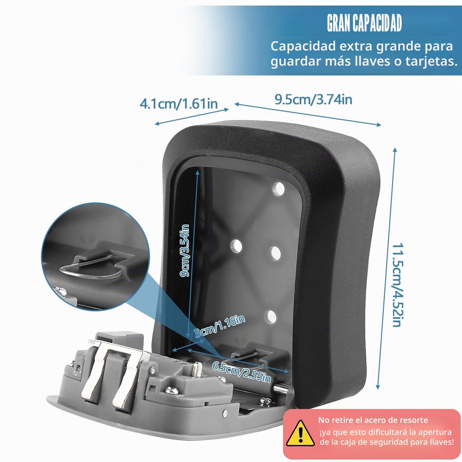Caja de Seguridad para Ilaves con Código de 4 Dígitos, Caja de Llaves con Codigo Impermeable, Resistente a la Corrosión pared Cajetin llave, Caja Fuerte Llaves Exterior, para Hogar, Escuela, Oficina