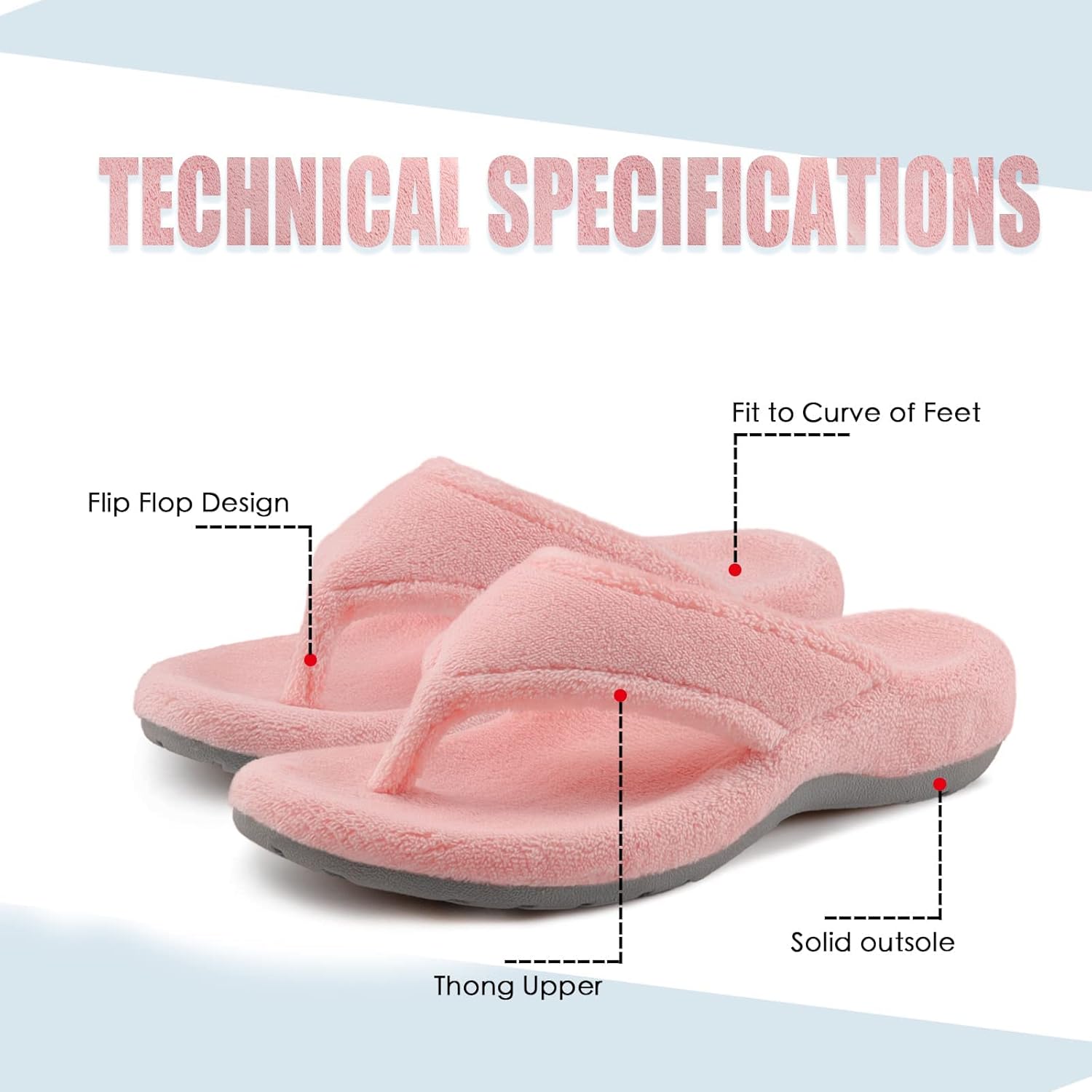 BCSTUDIO Women's Flip Flop Slippers with Arch Support Orthotic Insole Fuzzy Slides Thong Slippers for Women Indoor and Outdoor - Image 4