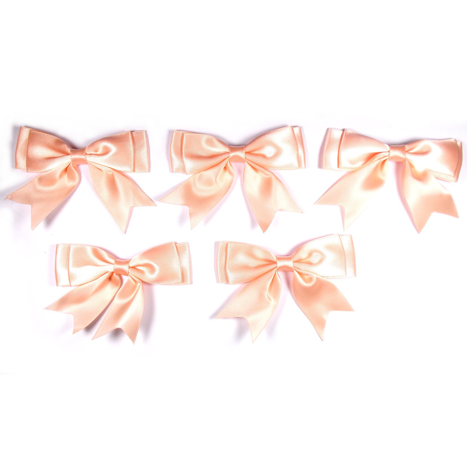Large Satin Ribbon Double Bows 8cm Wide Pack of 5 (Peach)
