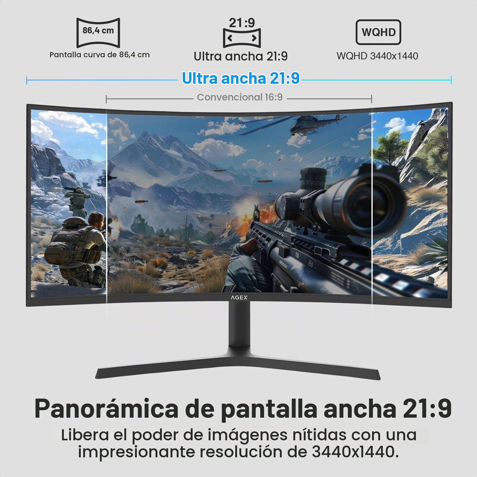 Z-Edge AGEX Monitor Gaming Curvo 34'' UWQHD 240Hz 21:9 1ms VA Pip
