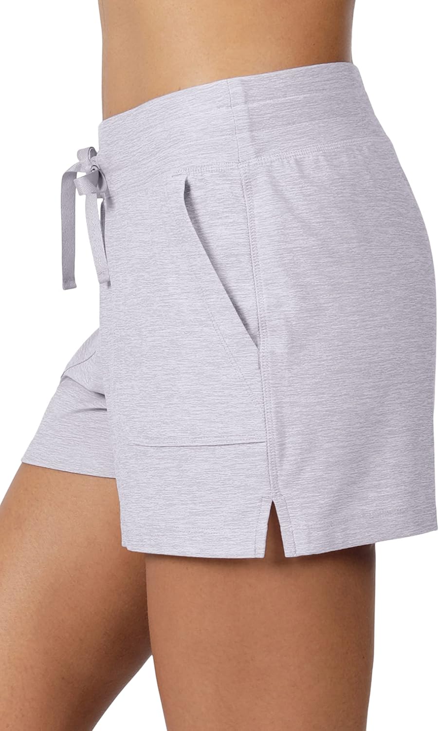 90 Degree By Reflex Lightweight Lounge Shorts - Casual Summer Jersey Shorts for Women - 2 Pack - Heather Chalk Violet/Heather Charcoal - 1X
