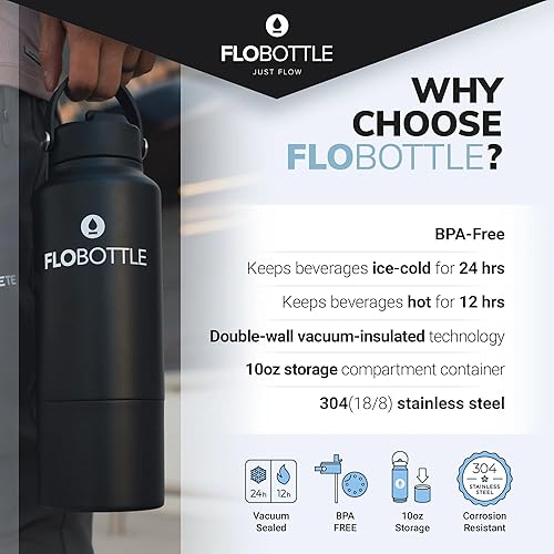 Miniatura 5 de Botella de agua de 28 onzas con paquete de almacenamiento | Chugger con tapa articulada y mango suave + paquete de 3 unidades Staw & Cleaner + bota