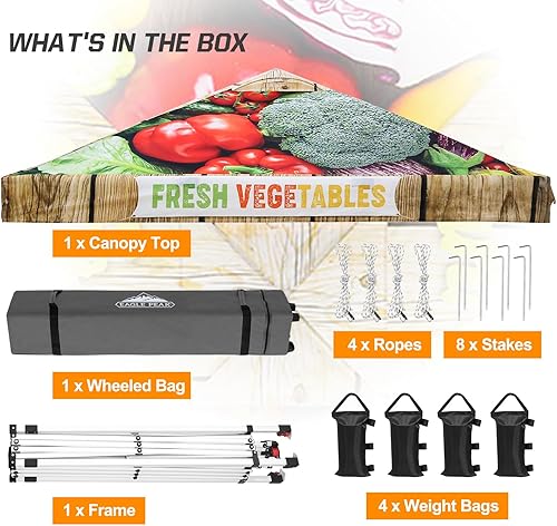Miniatura 9 de EAGLE PEAK Tienda de campaña desplegable con bolsa de transporte con ruedas, 8 estacas, 4 cuerdas, 4 bolsas de peso, toldo de tienda de campaña