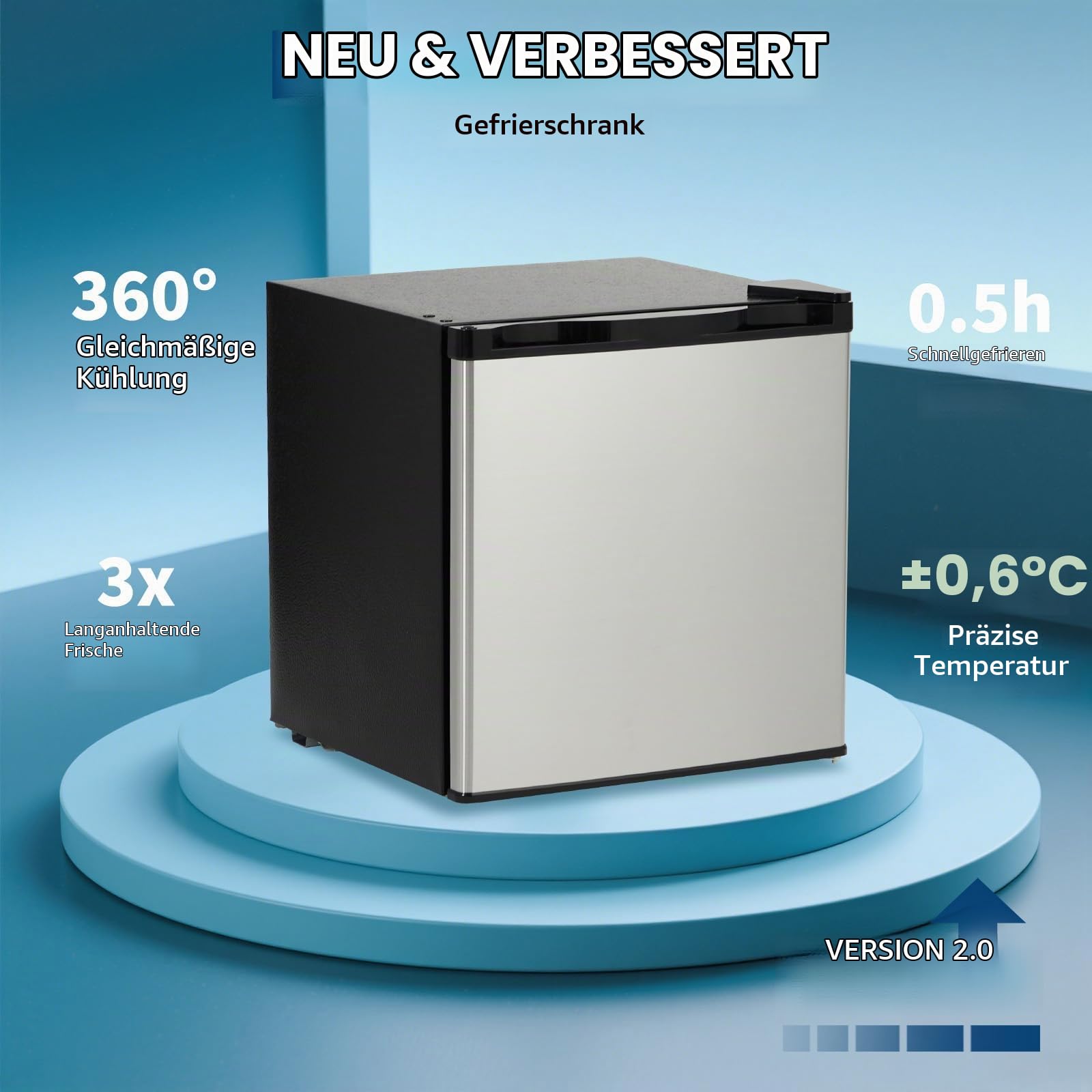 Kühlschrank, Mini Kühlschrank 45L Schnelle Kühlung In Der Chiller Box, 5 Temperaturstufen (0-18℃), 41 dB Leiser Betrieb, Verstellbare Füße, Kompakt, Gemüseschublade, für Zimmer & Büro