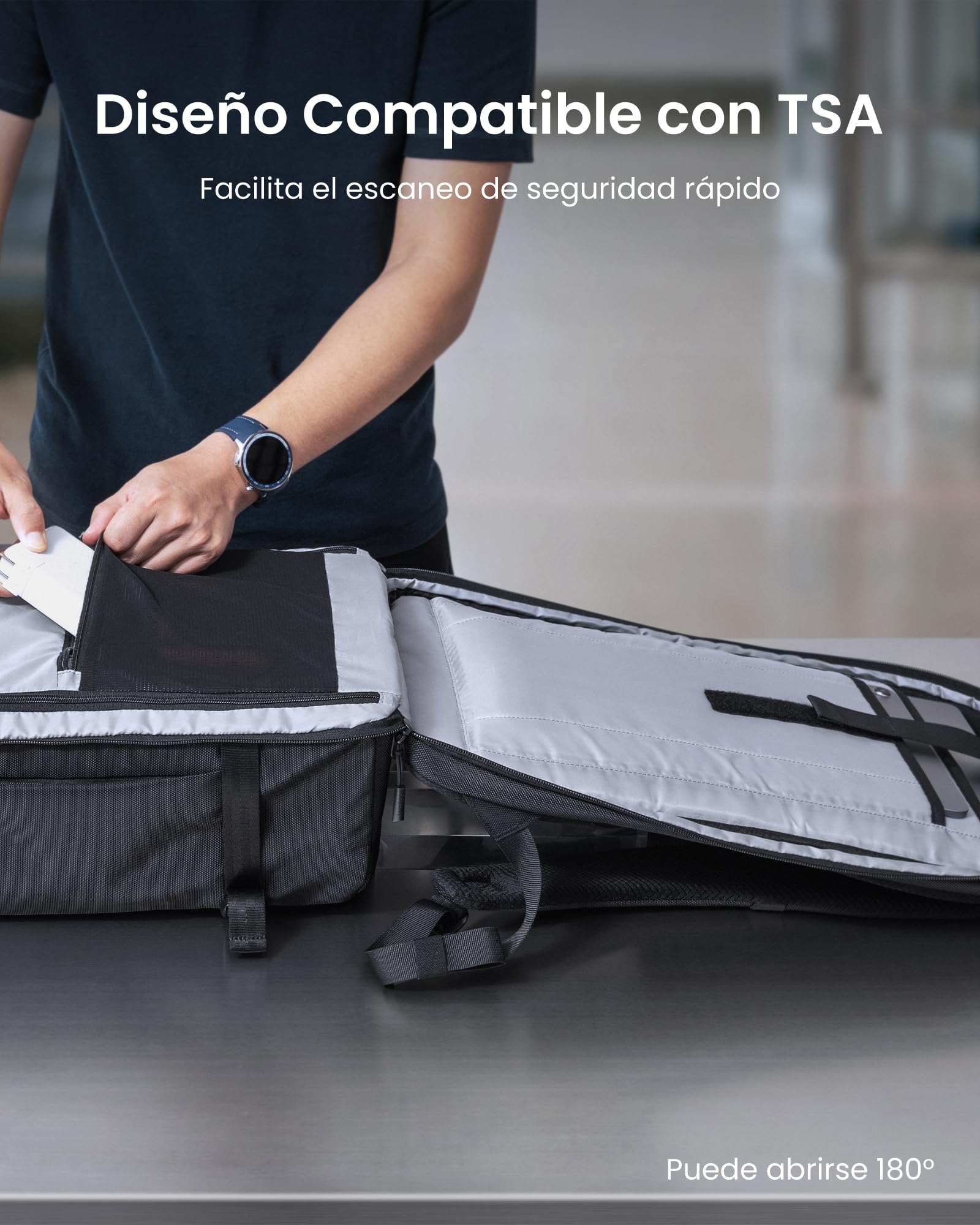 tomtoc Mochila de Viaje 38L Business, Equipaje de Mano Cabina 52x33x23 cm, Mochila Estructurada Impermeable para Trabajo y Viajes de 3–5 Días, Compartimento Portátil 17,3", Hombre Mujer