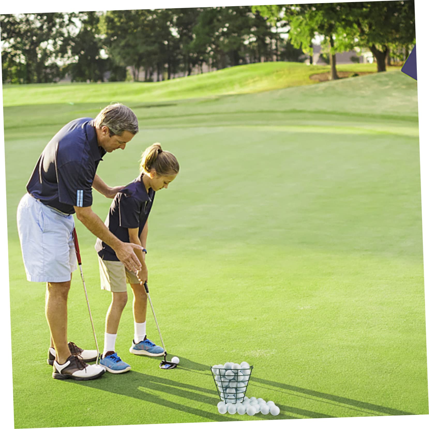BESPORTBLE 1pc Stainless Steel Golf Basket Handle Outdoor Storage for for Driving Range Golf