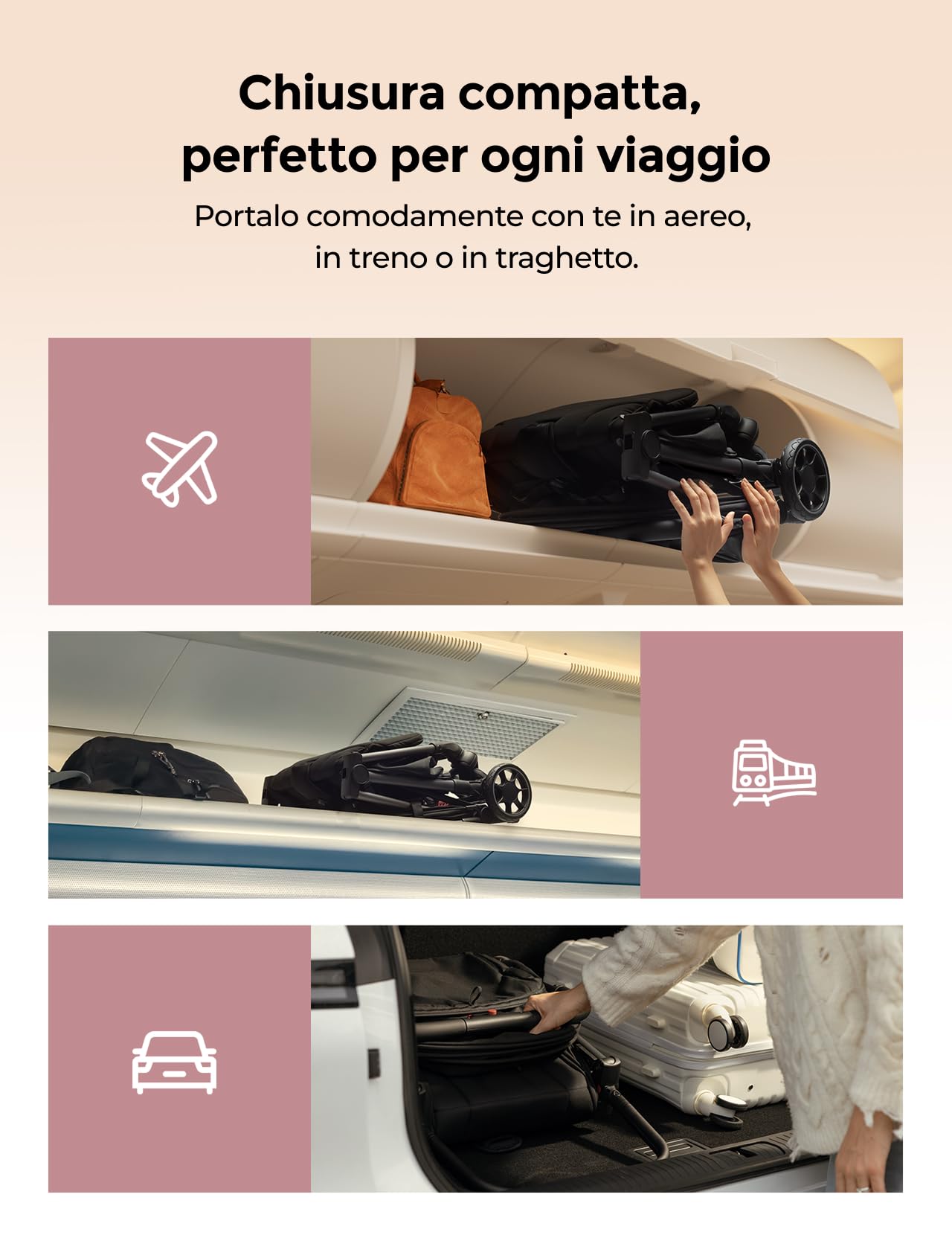 Momcozy ClickGo Passeggino Leggero, 0+ Mesi, Passeggino da Viaggio Compatto per Aereo con Chiusura a un Clic, Ampia Capotte Estensibile UPF50+