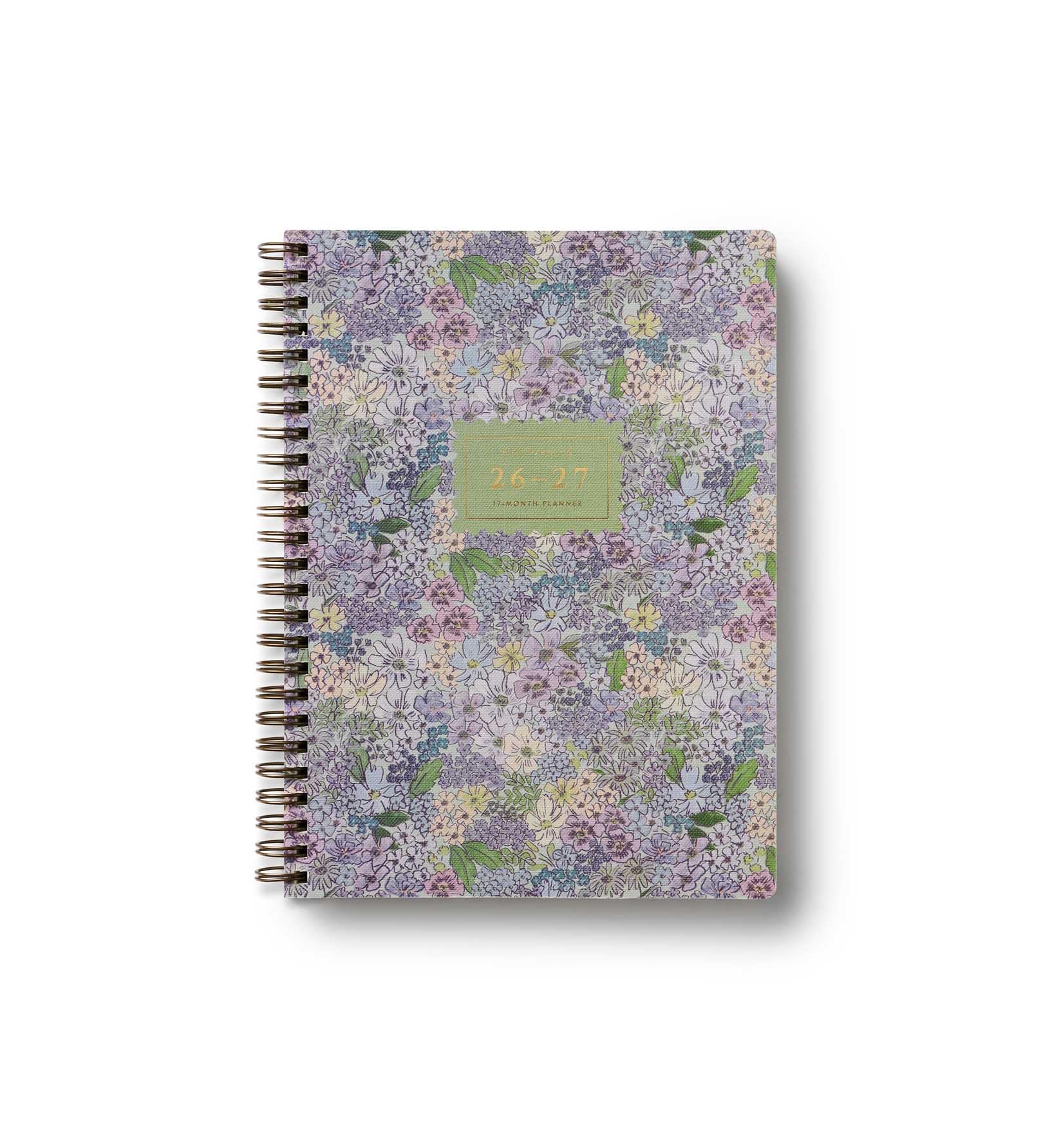 RIFLE PAPER CO. Mimi Agenda scolaire à spirale 2027 17 mois à couverture souple 1er août 2026 à décembre 2027, 21,6 x 15,9 cm (L x l), vue hebdomadaire et mensuelle, pages pour contacts et objectifs