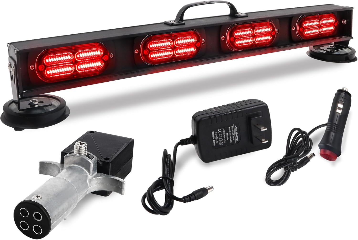 Wireless Trailer Tow Light Bar with 4-Pin RV Round Transmitter for Truck Roadblock Cars Rechargeable Battery Powerful Magnetic Base Emergency Brake/Turn Signal Ultra Bright LED Tow Light Bar