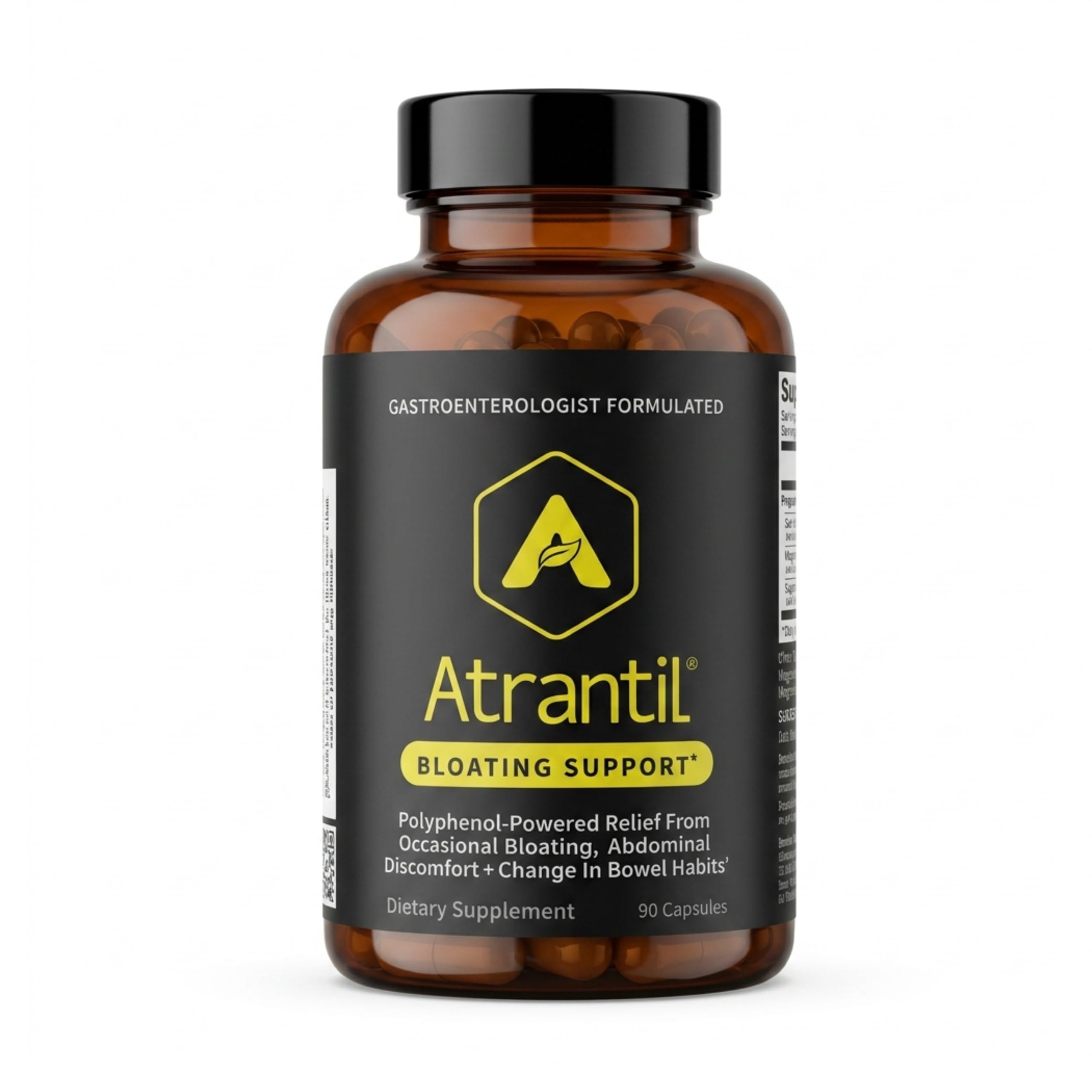 Atrantil Gas and Bloating Relief - Digestive Health - 90 Capsules | Antioxidant Packed Polyphenol, Bloating and Gas Relief, Abdominal Discomfort Relief, Constipation and Diarrhea Relief
