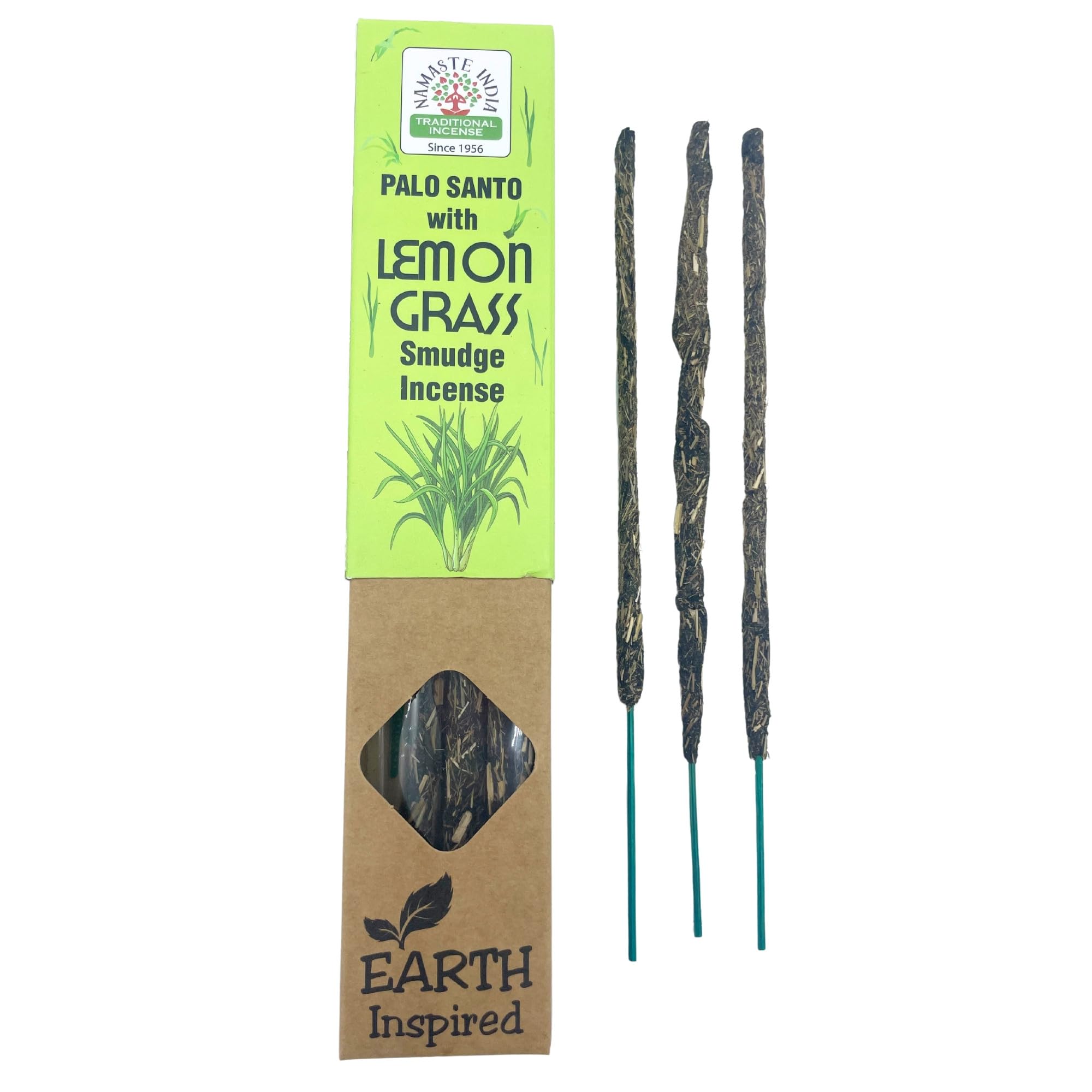 Ancient Wisdom Earth Inspired Fumigation Incense - Sahumerio - Traditional Indian Organic Incense - Namaste India (Lemongrass & Palo Santo)
