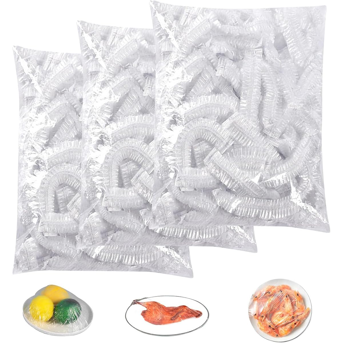 Shrinkable Fresh Keeping Bags, 300 Pcs Shrinkable Food Covers,Fruits Vegetables Preservation Storage, Universal Elastic Stretch Polyethylene Bowl, Fresh Keeping Bags Disposable ๏ปฟ