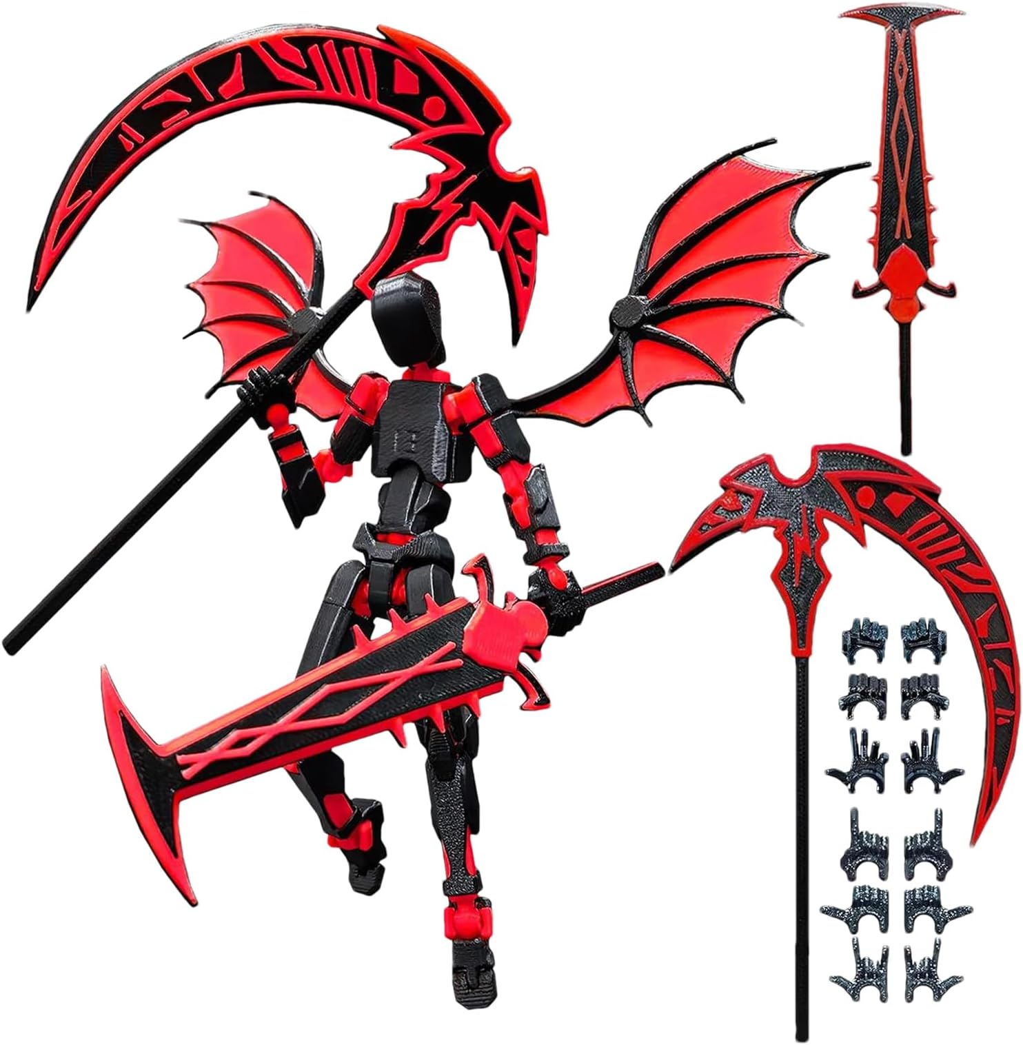 Action Figures Anime 13.5cm Polylactic Acid 3d Printed Action Figure, 3d Printed Mannequin With 6 Weapons & 6 Pair Hands Set, Movable Robot Model | Child-Safe Actions Figure For Classroom
