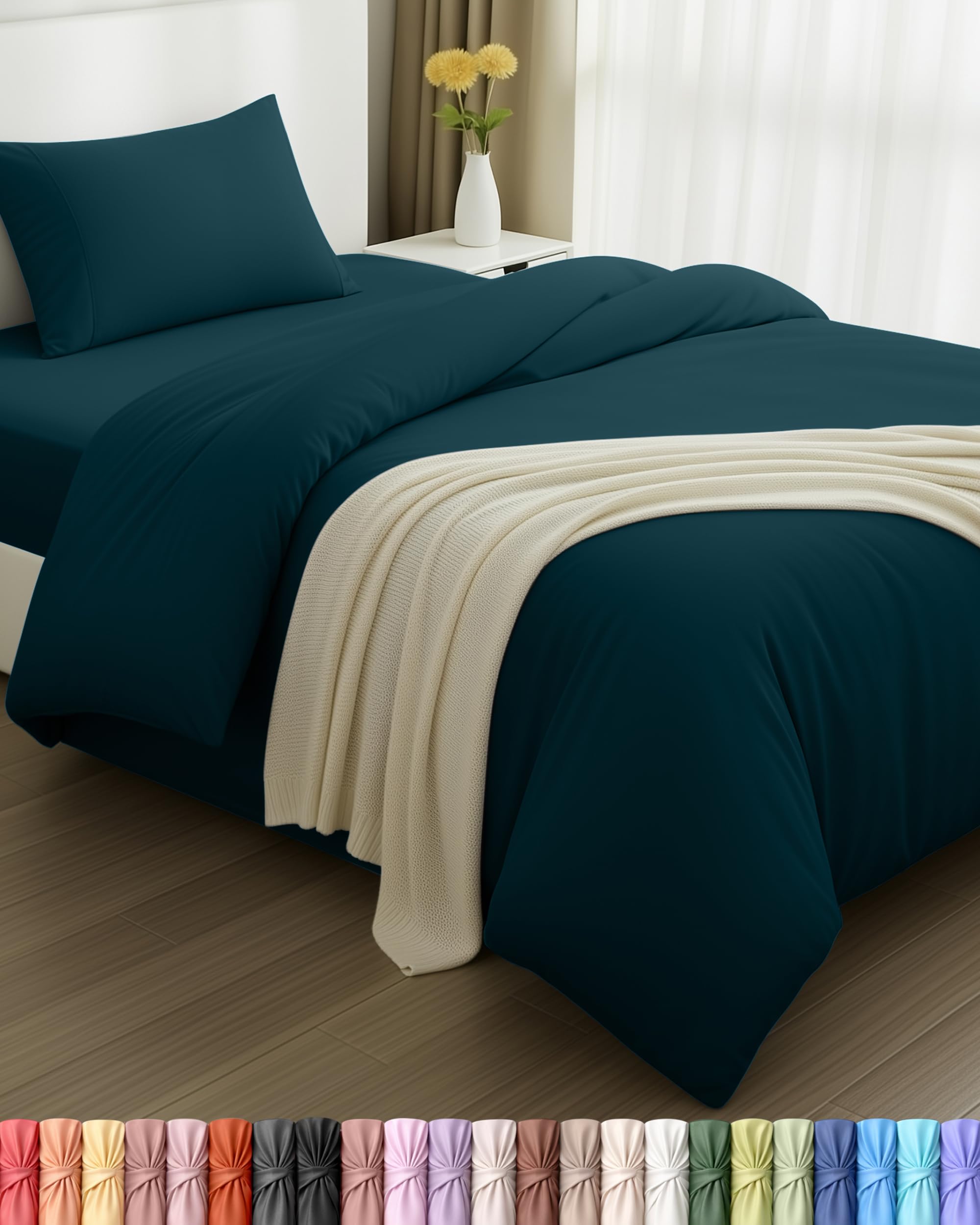 Utopia Bedding 3 Piece Single Bedding Set - Duvet Cover, Fitted Sheet with Pillow case - Soft Brushed Microfiber (Teal)