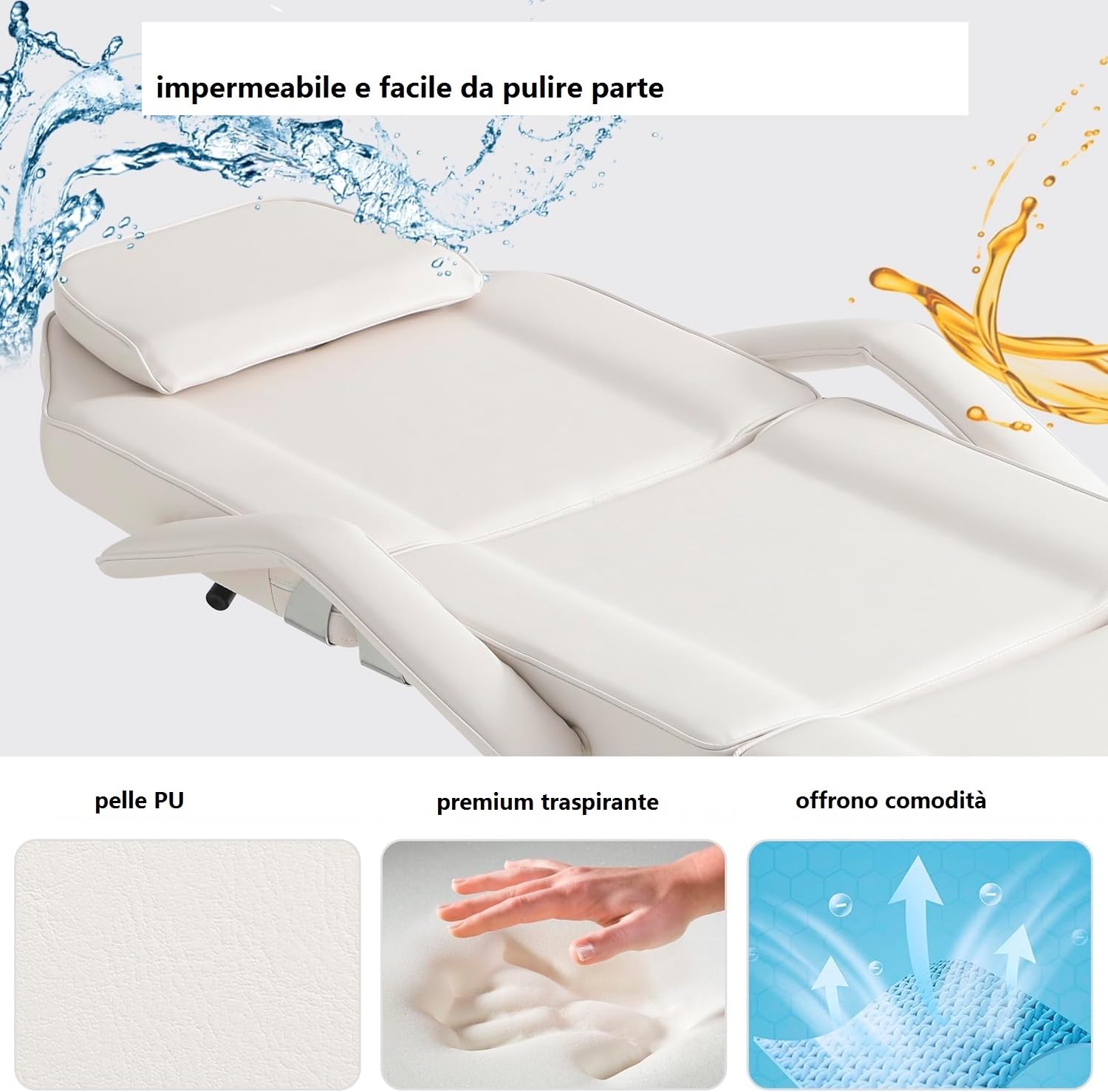 Cama de Masaje Profesional Camilla Masaje Plegable con Taburete 3 Zonas Camilla Estetica Fisioterapia Ajustable Reposacabezas para SPA, Tatuaje, Facial, Pedicure Therapy (Blanco)