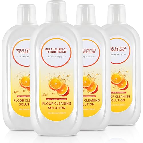Floor Cleaning Solution Compatible with Tineco iFLOOR Series, All Robot Vacuums & Wireless Wet-Dry Mops, 4 Bottle Floor Cleaner Refill, Orange Scent