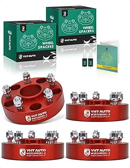 YHTAUTO 5x5 Hub Centric Wheel Spacers 1.5 Inch Fits 1999-2020 WH WJ Jeep Grand Cherokee Journey Commander 5x127mm Tire Spacers w/ 1/2"-20 & 12.9 Grade Studs, 71.5mm Hub Bore 5 Lug 4PCS Red