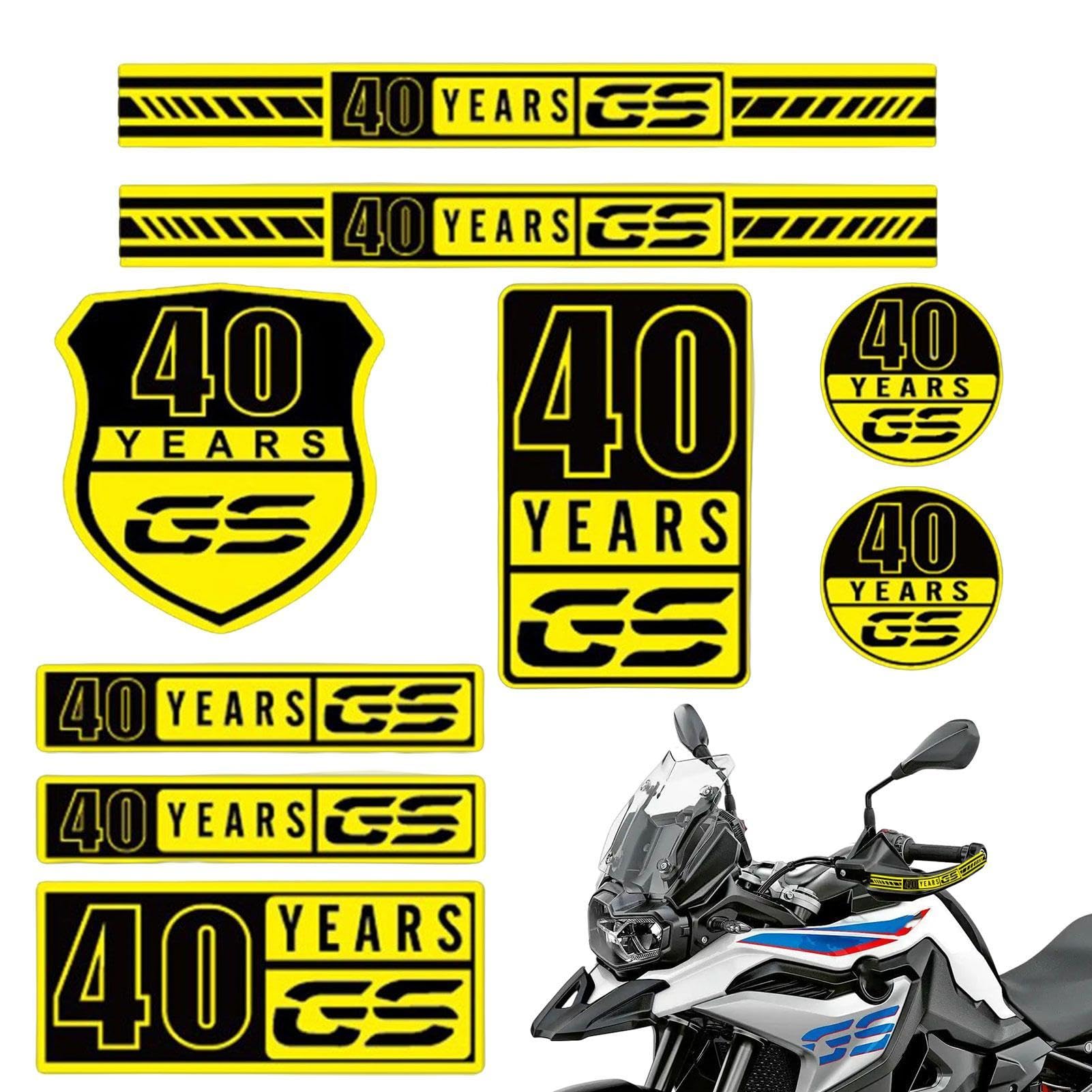 GS Motorradaufkleber „40 Jahre“ Set – 9-teilig, Reflektierend, Für BMW GS Modelle