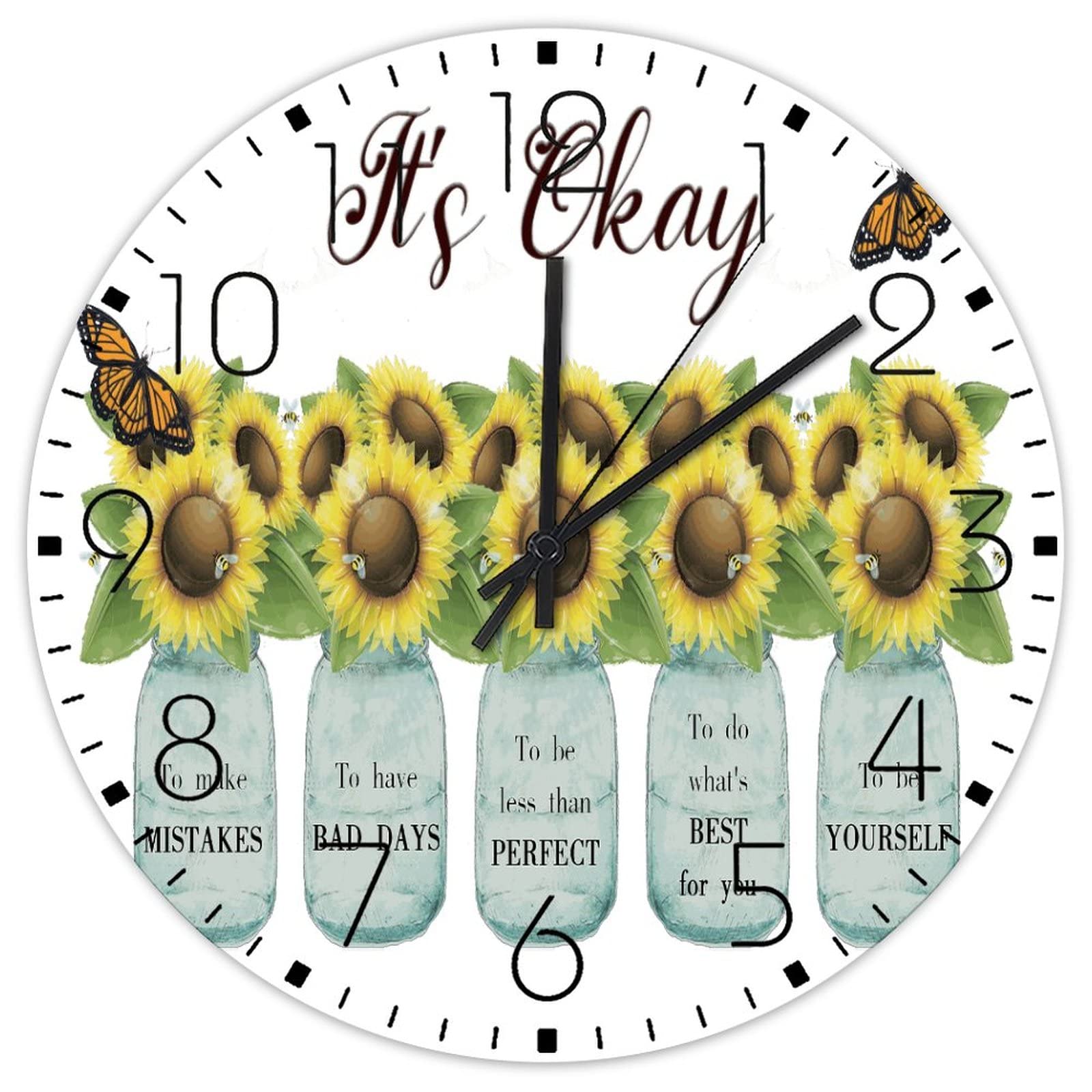 Horloge murale silencieuse en bois sans tic-tac mouvement continu