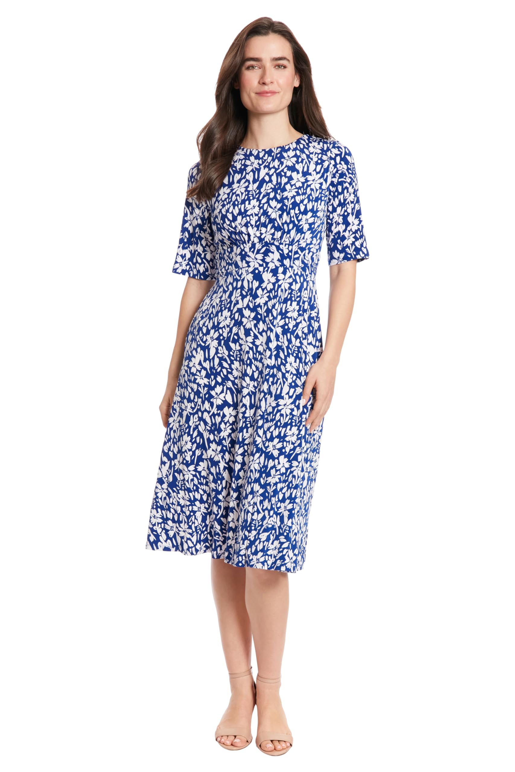 London Times Women's Dresses Inset Waist Midi Dress Career Office Occasion Guest of