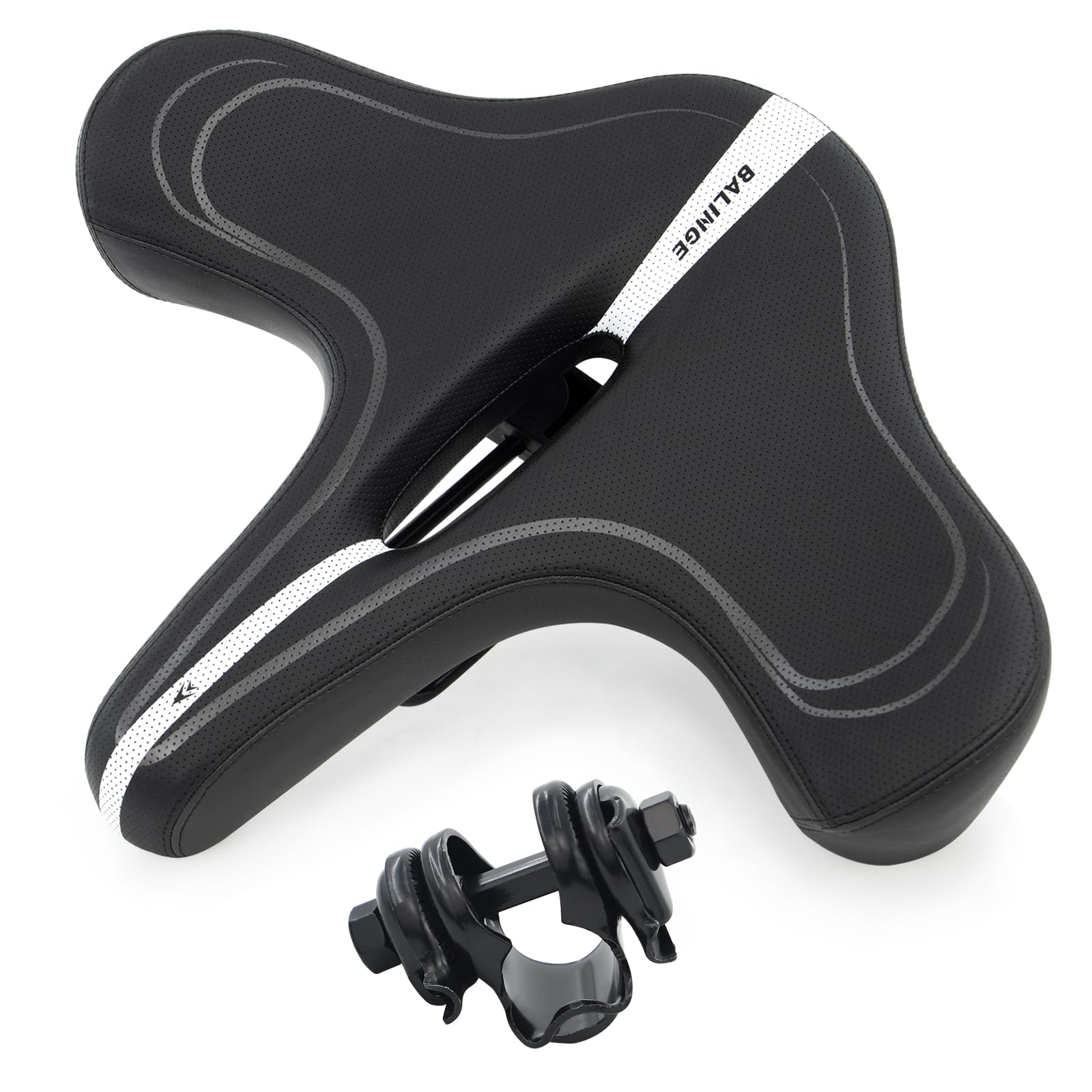 Wide Bike Saddle with Airflow Orifice Oversized Bicycle Seat Comfort Soft Padded Breathable Waterproof Universal Bike Saddle for Cruiser Bike Touring Bike Tricycle E-Bike