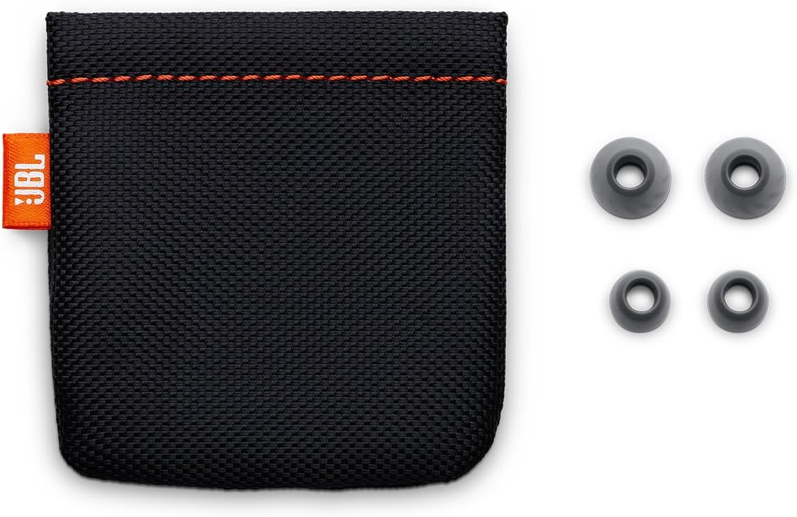 JBL LIVE 100 carrying pouch and multiple ear tips