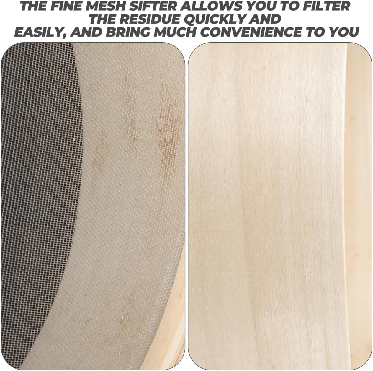 Tamiz de Madera de 25 cm para harina: tamiz Manual de Malla Fina para azúcar Glas y harina.