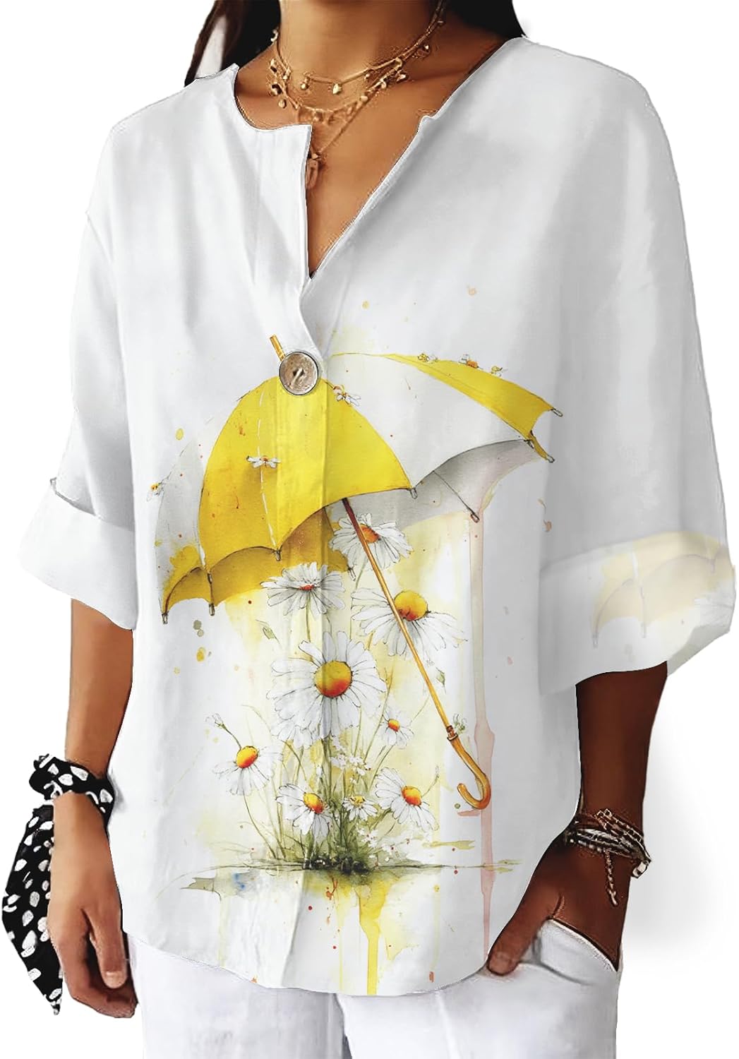 Gentle Flower Printed T-Shirts for Women Holiday Loose Fit Comfy Trendy Blouses Cute Floral Pattern Fashion Top