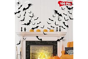 LUDILO Bats Halloween Decorations - Spooky 3D Black Bats DIY Wall Decals...