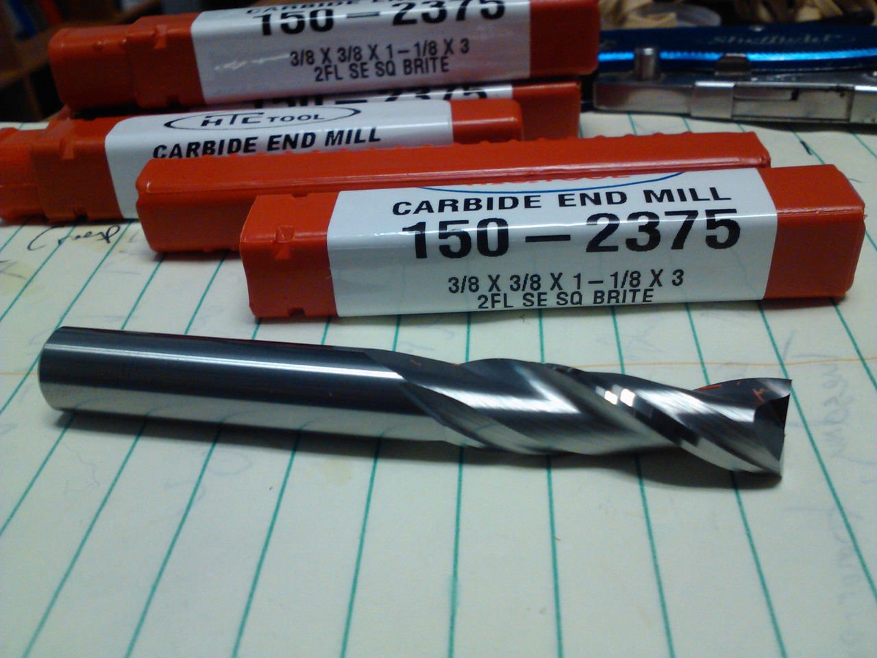 .375" 3/8" 2 Flute Single END Long Length Carbide END Mill 3/8" x 3/8" x 1-1/8" x 3"