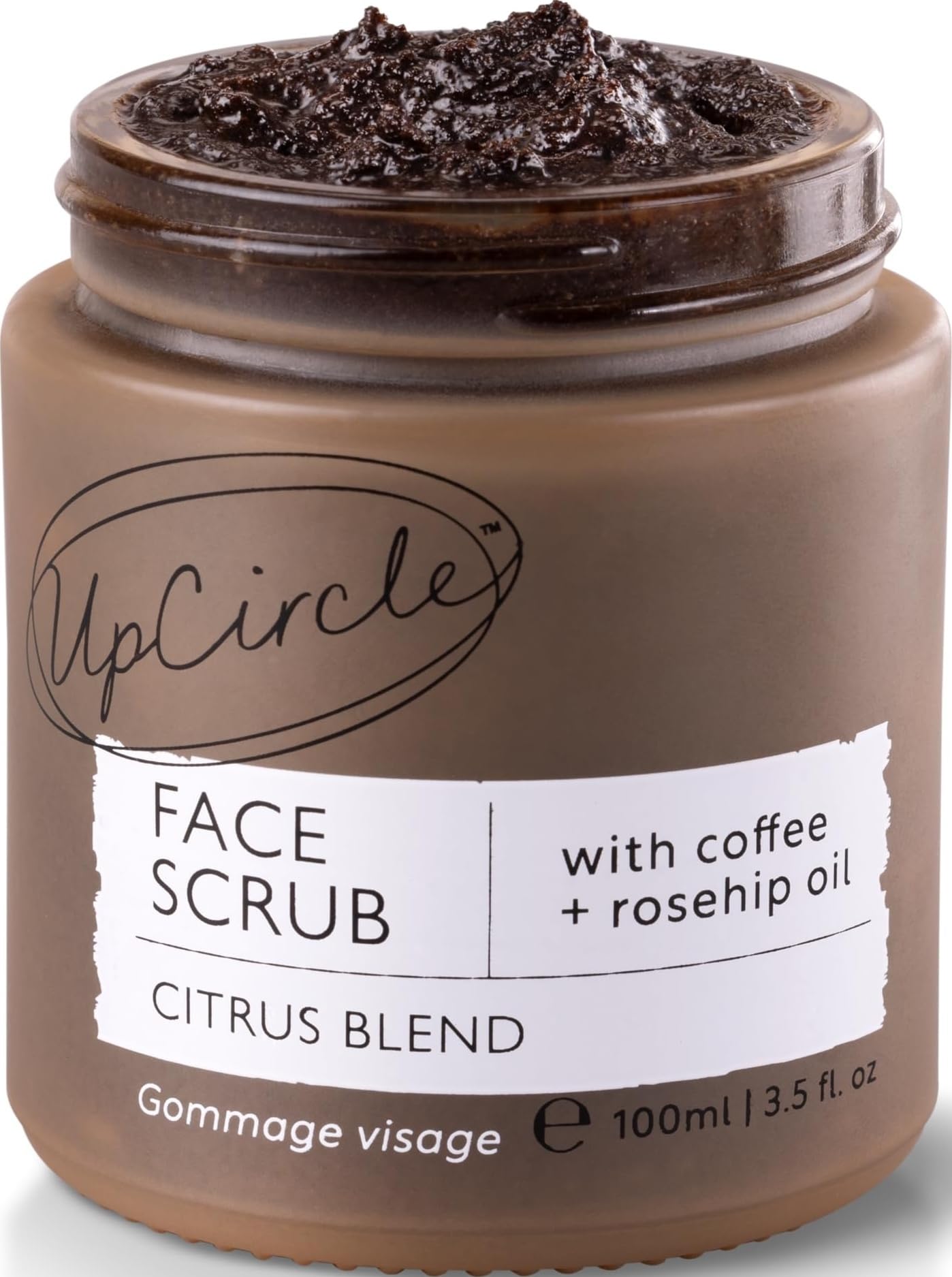 UpCircle Coffee Face Scrub - Citrus Blend For Normal + Dry Skin 100ml - Shea Butter, Coconut + Rosehip Oil - Natural, Vegan Face Exfoliator For Soft, Smooth Skin
