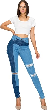 Aphrodite High Waisted Jeans for Women - Skinny Distressed Destroyed Ripped Cut Out High Waist Stretch Casual Denim Pants