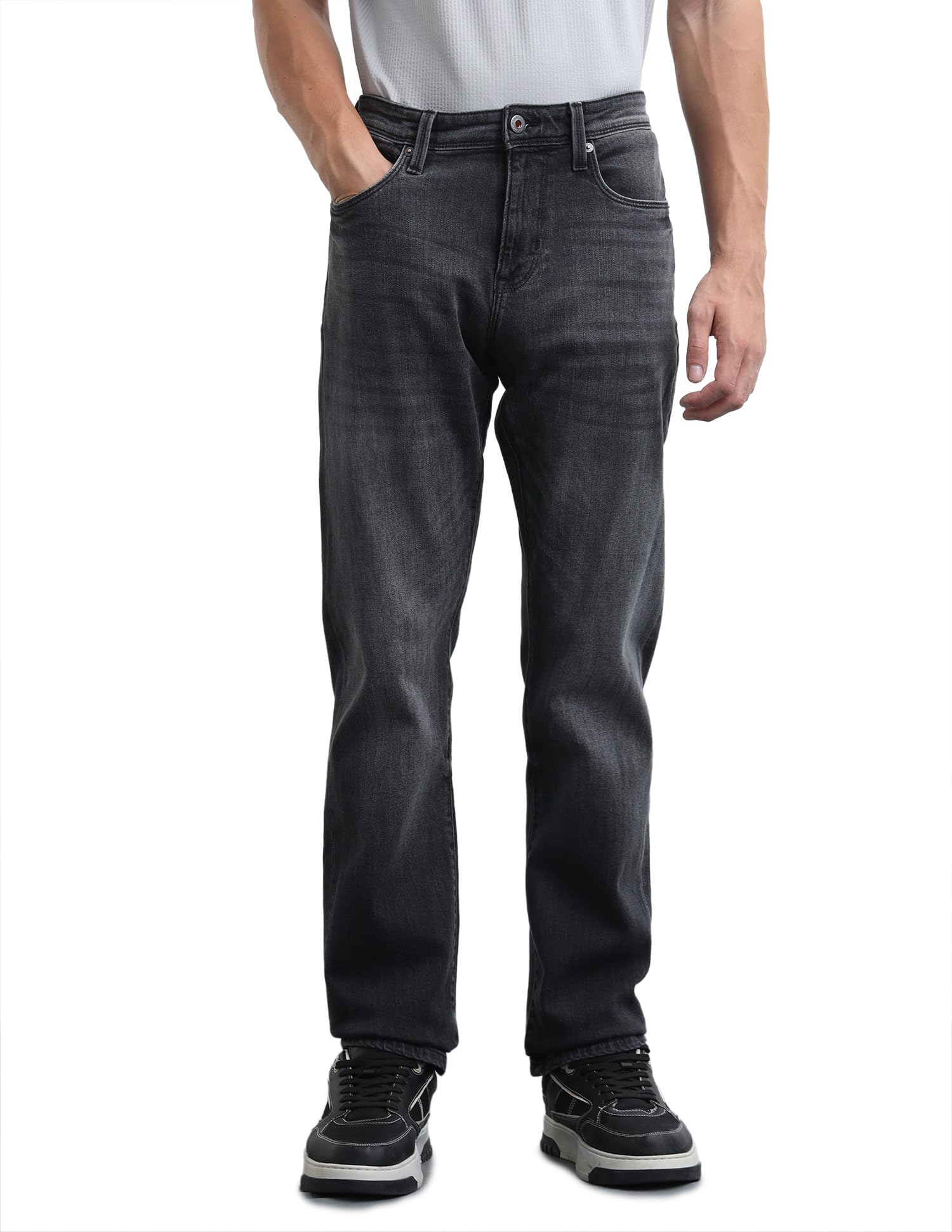 flying machine Men's Straight Fit Jeans| Solid | Mid Rise | Stretchable | Jeans for Man-picture-17