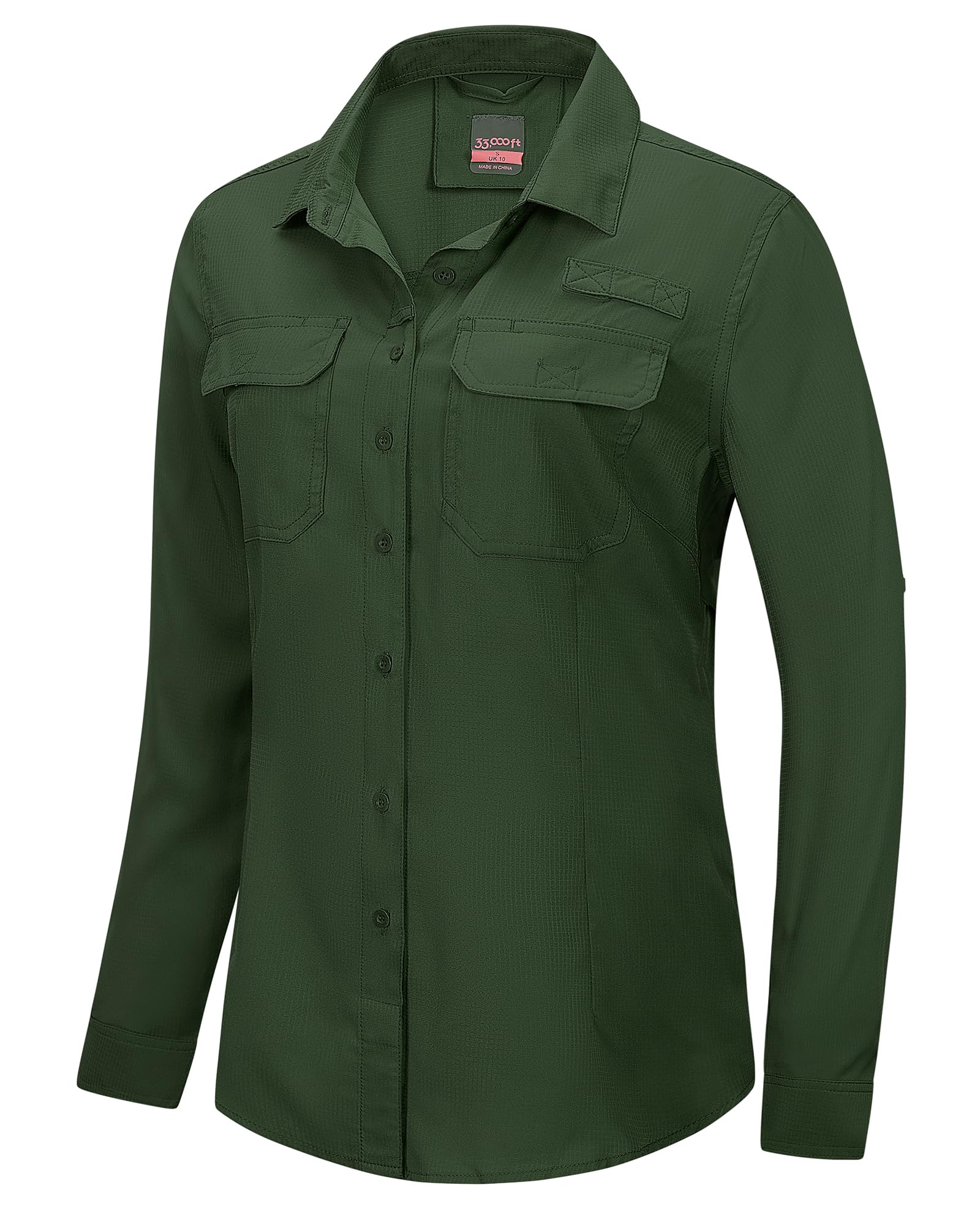 33,000ft Women's UPF 50+ UV Long Sleeve Sun Protection Safari Shirts Quick Dry Outdoor Fishing Hiking Travel Shirt