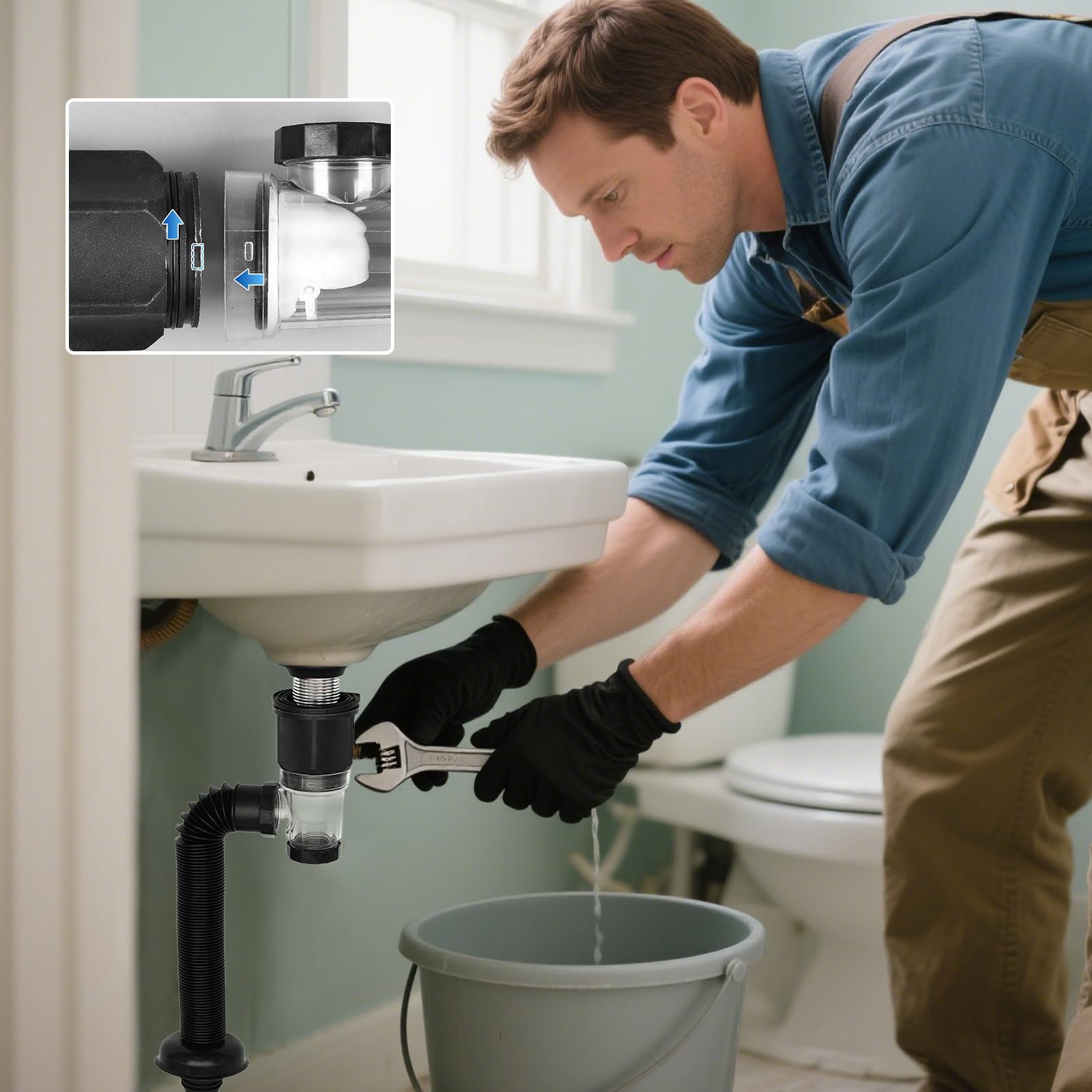 Flexible De Siphon Extensible Pour Lavabo, Douche, Baignoire - Anti-odeurs, Longueur Réglable Jusqu'à 80 Cm - Diamètre 3,6-4 Cm
