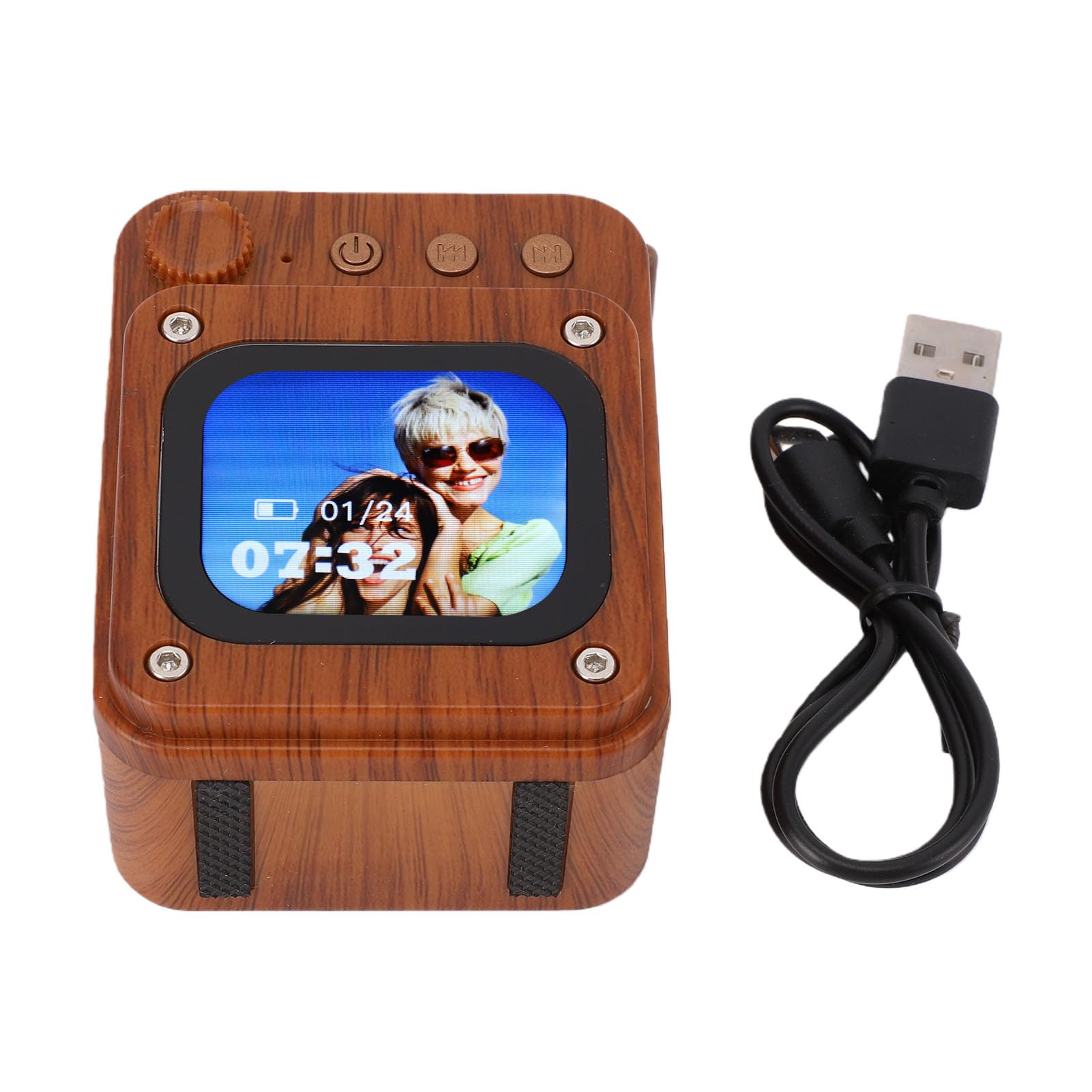 Asixxsix Altoparlante Bluetooth con Touchscreen, Portatile Wireless per | Mini altoparlante intelligente con schermo da 2,0 pollici, sveglia, Bluetooth 5.3 per l\'home office all\'aperto