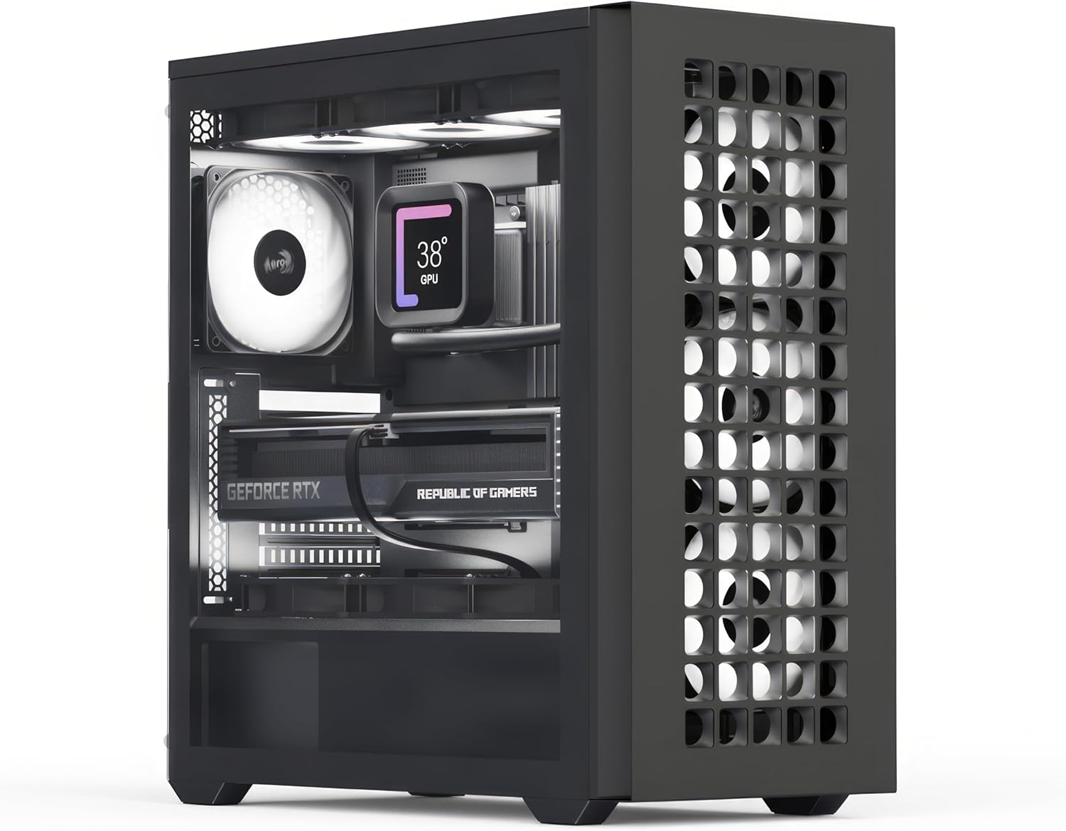 AeroCool D502A Mid Tower Case with internal components visible