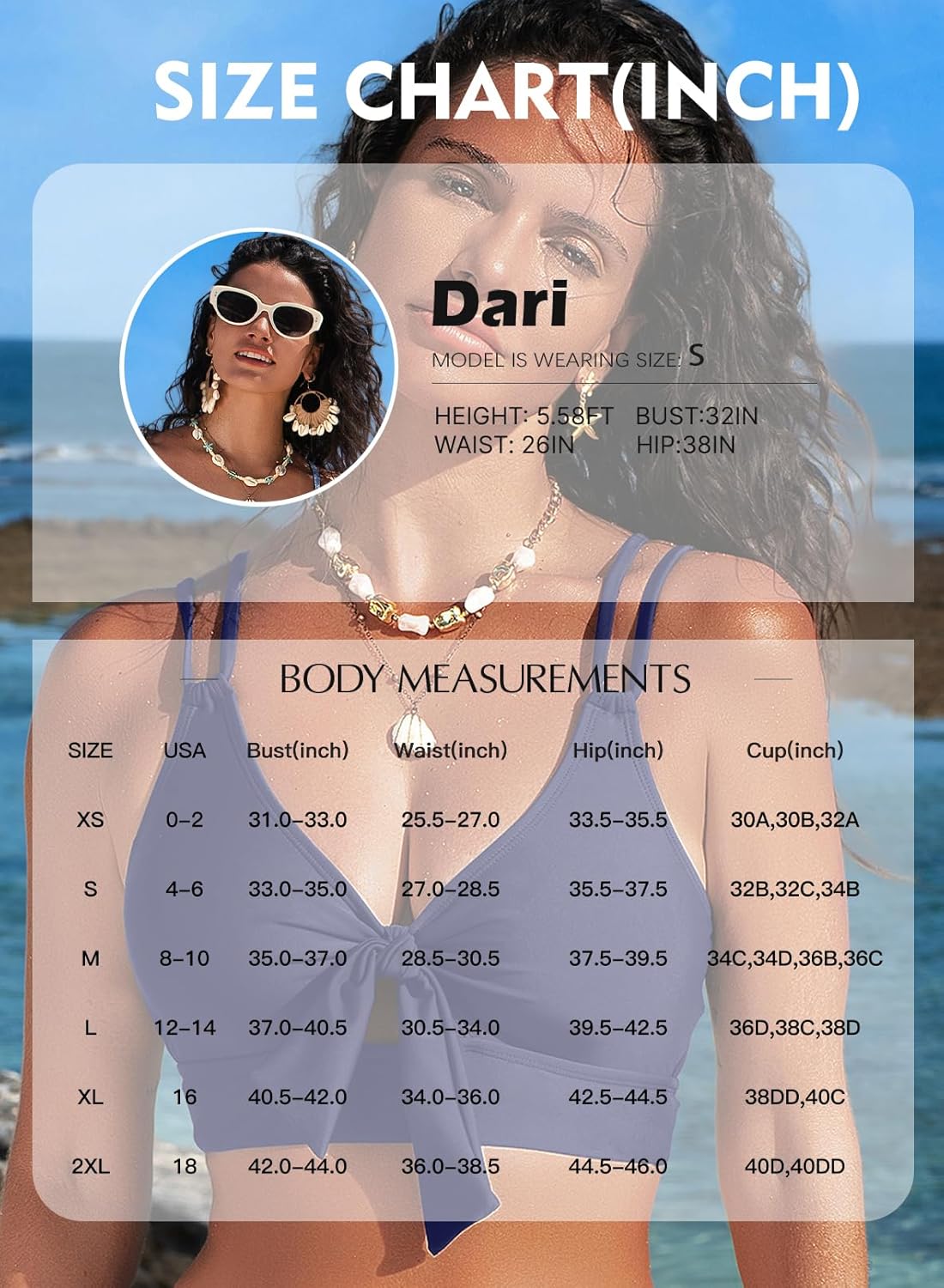 Herseas Push Up Bikini Top for Wome Knot Tie Swim Tops Adjustable Double Spaghetti Straps Swimsuit Top 2026 - Image 6