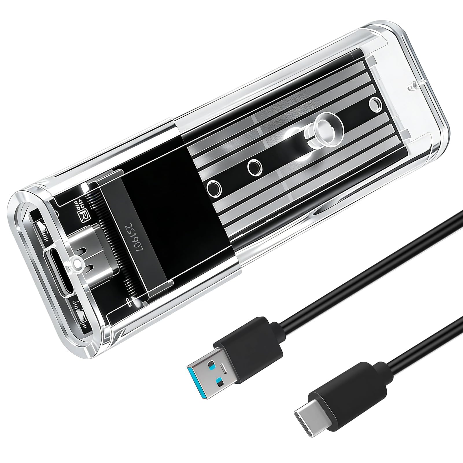 M.2 SSD Gehäuse SATA NGFF USB C, Nicht kompatibel mit NVME oder PCIe M-Key-SSDs, M.2 SATA Adapter für B / B+M 2230 2242 2260 2280, Gehäuse USB 3.1 Gen1 5 Gbit/s für M.2 SSD NGFF Festplatte
