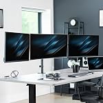 VIVO Telescoping Triple Monitor Desk Mount, Heavy Duty Flush-to-Wall Stand