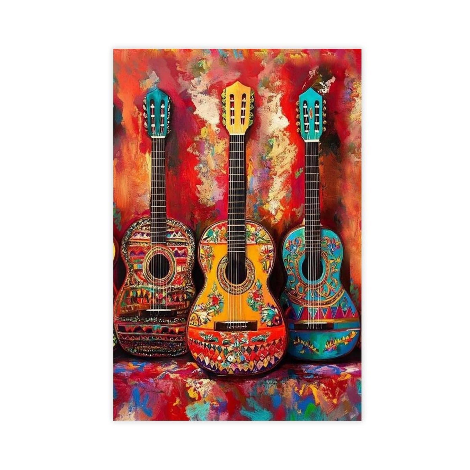Goiaegag Colorful Mexican Guitarra Art Print Canvas Poster Bedroom Decor Landscape Office Room Decor Gift 12X18inch(30X45cm)